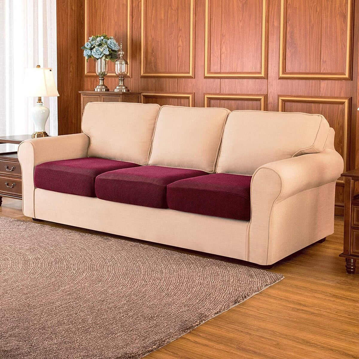 Subrtex 3-Piece Stretch Separate Sofa Cushion Cover Elastic Slipcover