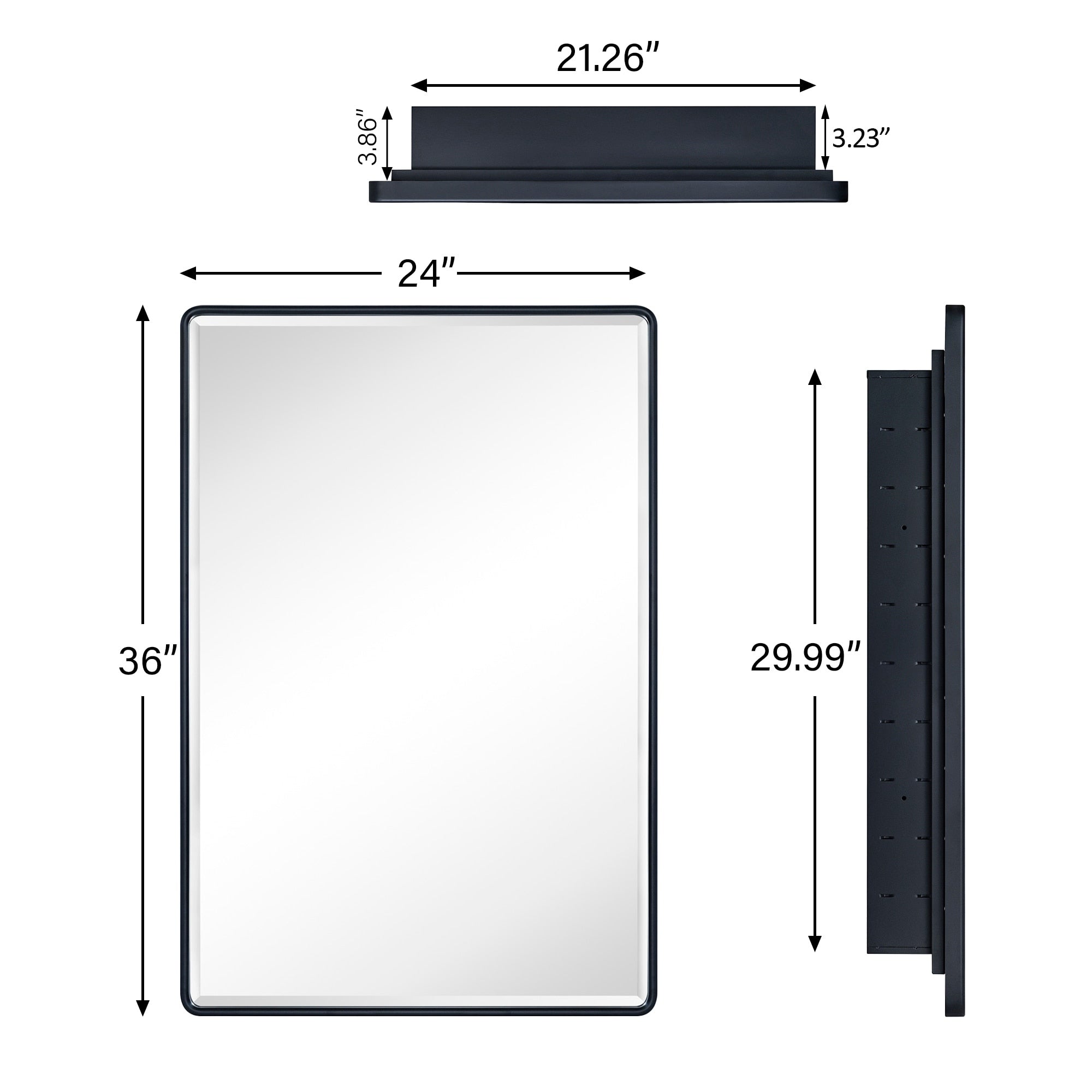 TEHOME Farmhouse Recessed Metal Bathroom Medicine Cabinets with Mirror