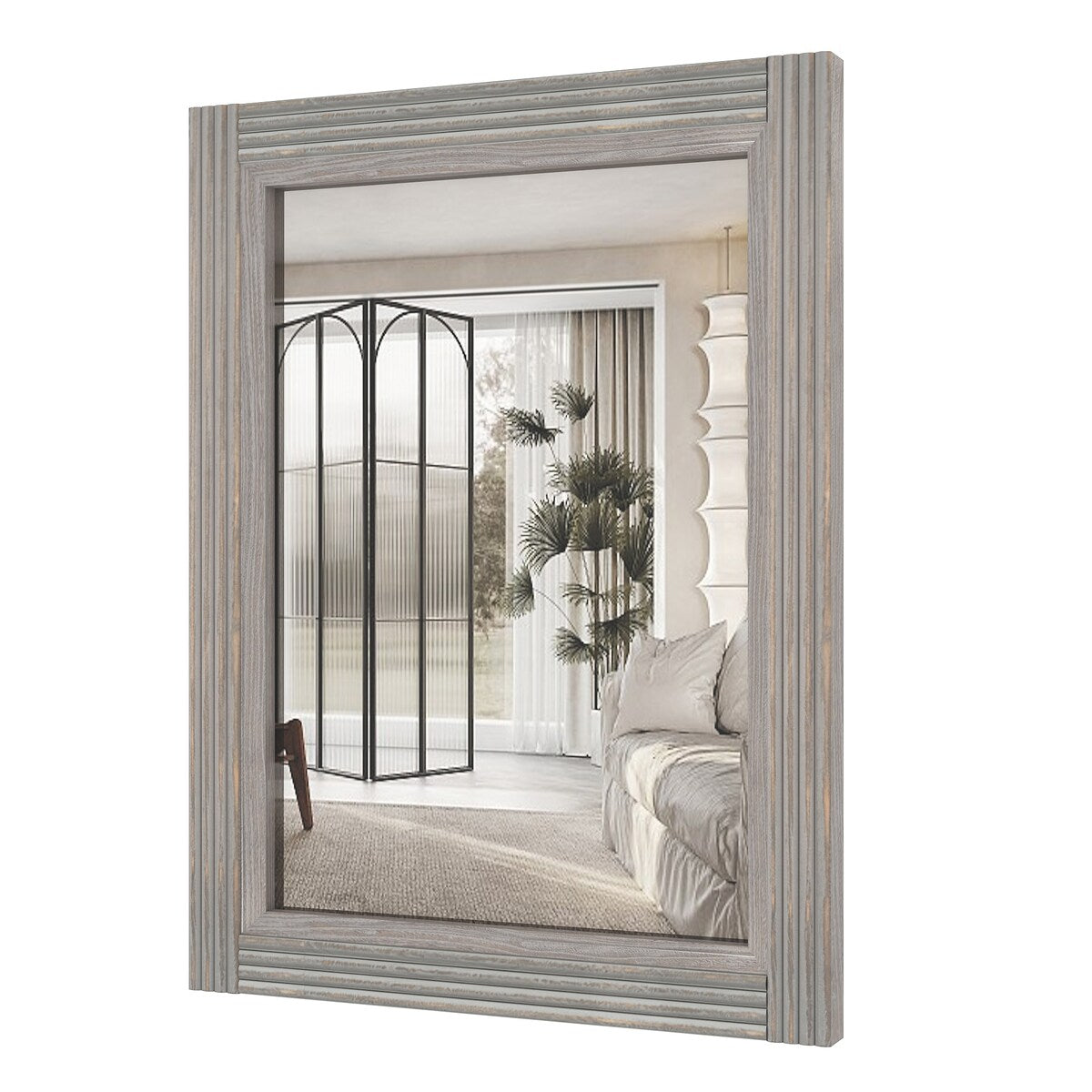 Solid Wood Frame Flat Bathroom Mirror