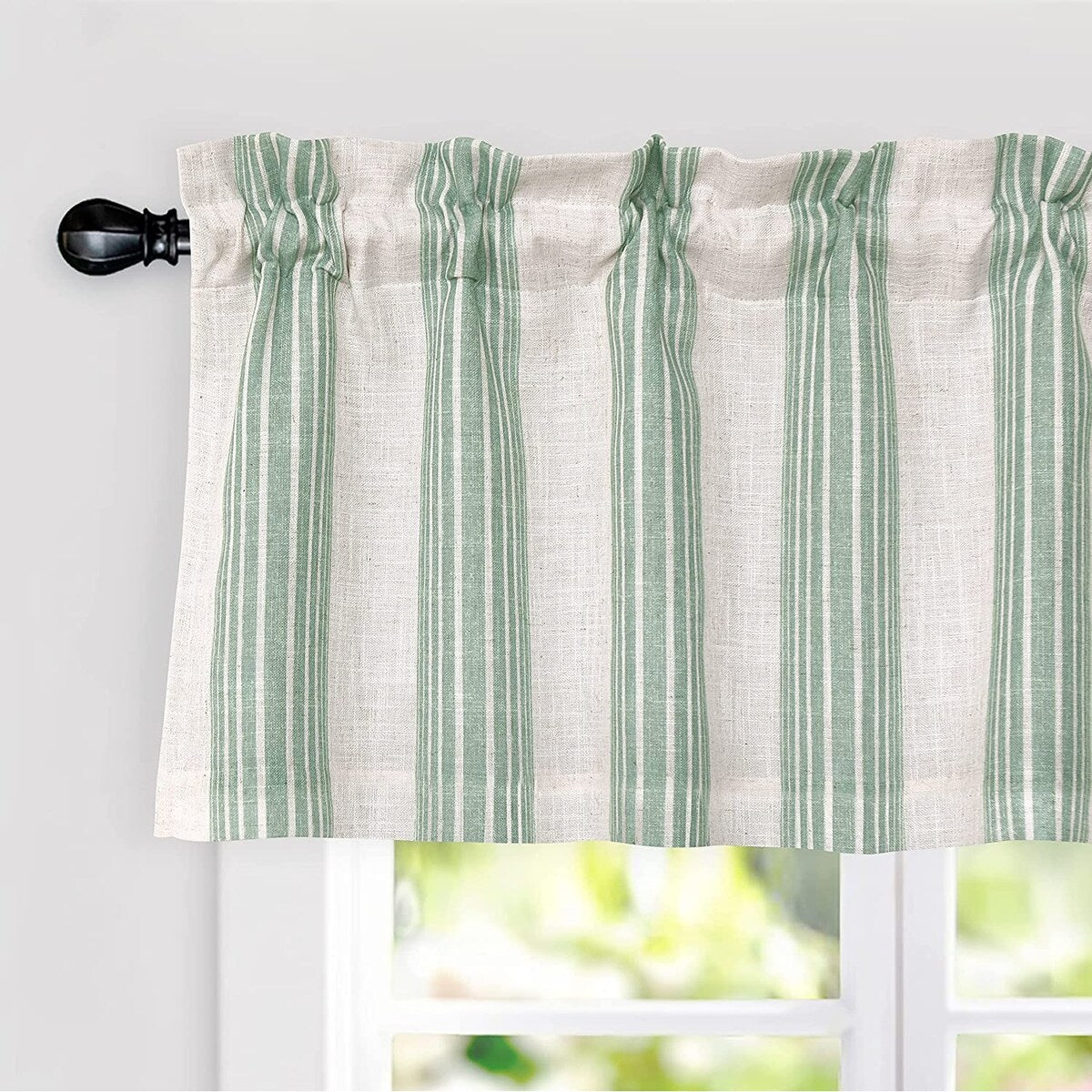 DriftAway Chris Vertical Striped Pattern Linen Textured Blackout Window Curtain Valance