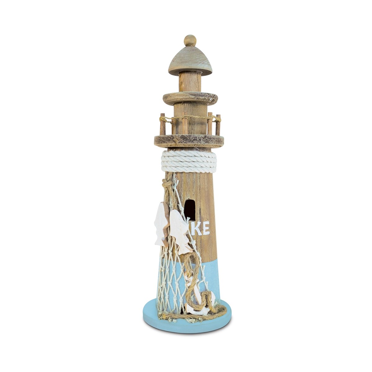 Puzzled Inc Evian Lighthouse Wooden Handcrafted Nautical Decor - 3.75 x 3.75 x 12.25 inches