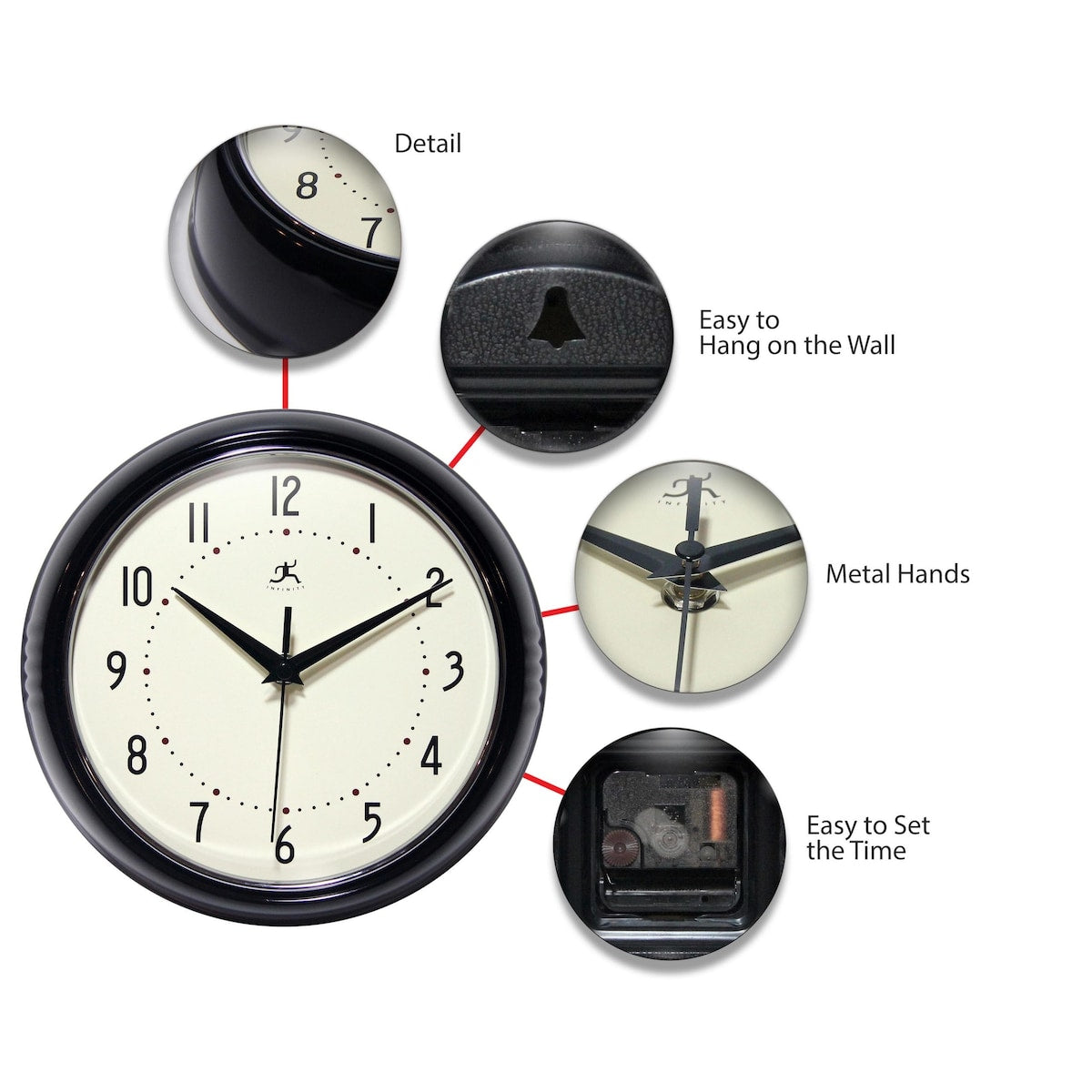 Round Retro Kitchen Wall Clock by Infinity Instruments