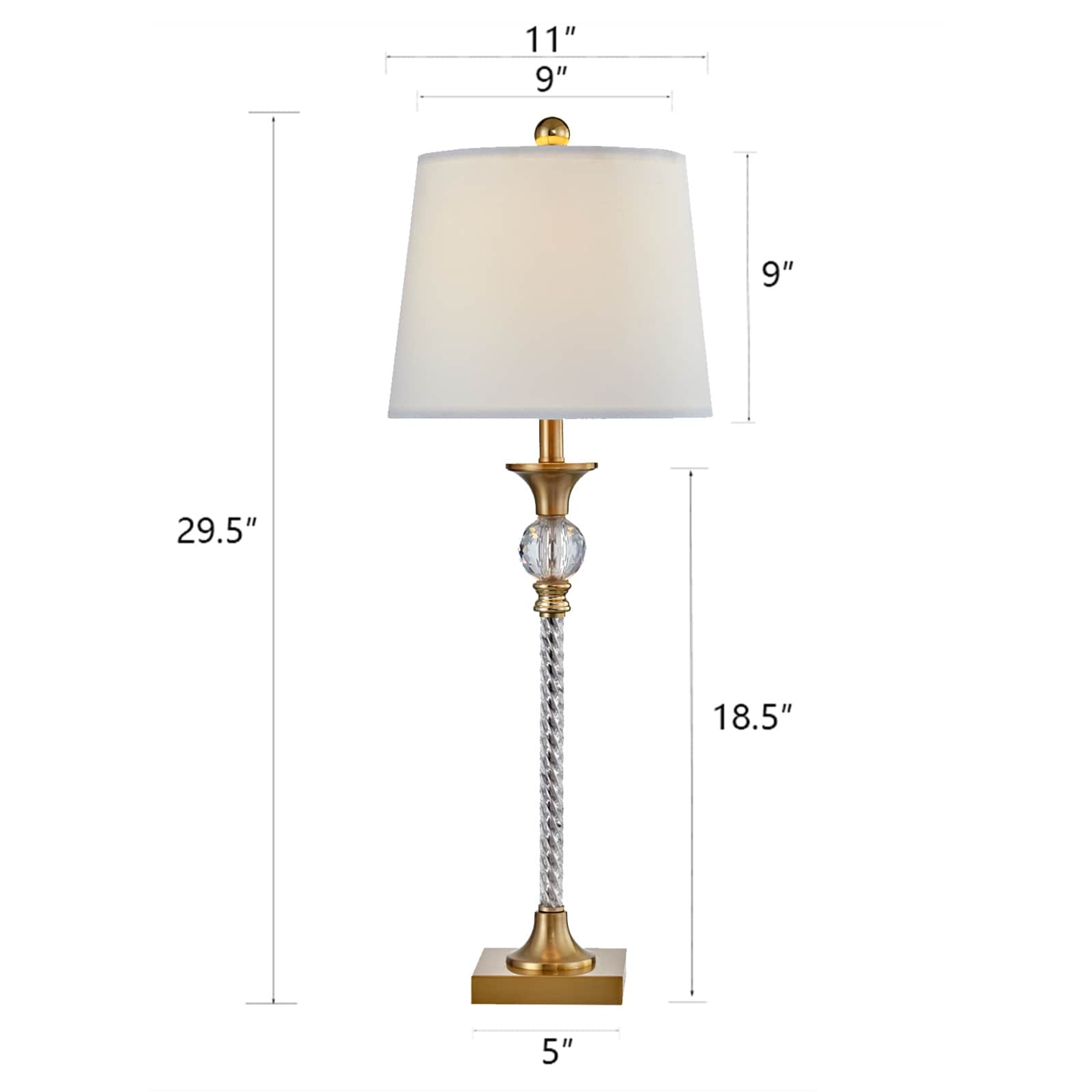 29.5'' Metal Gold/Clear Buffet Lamp