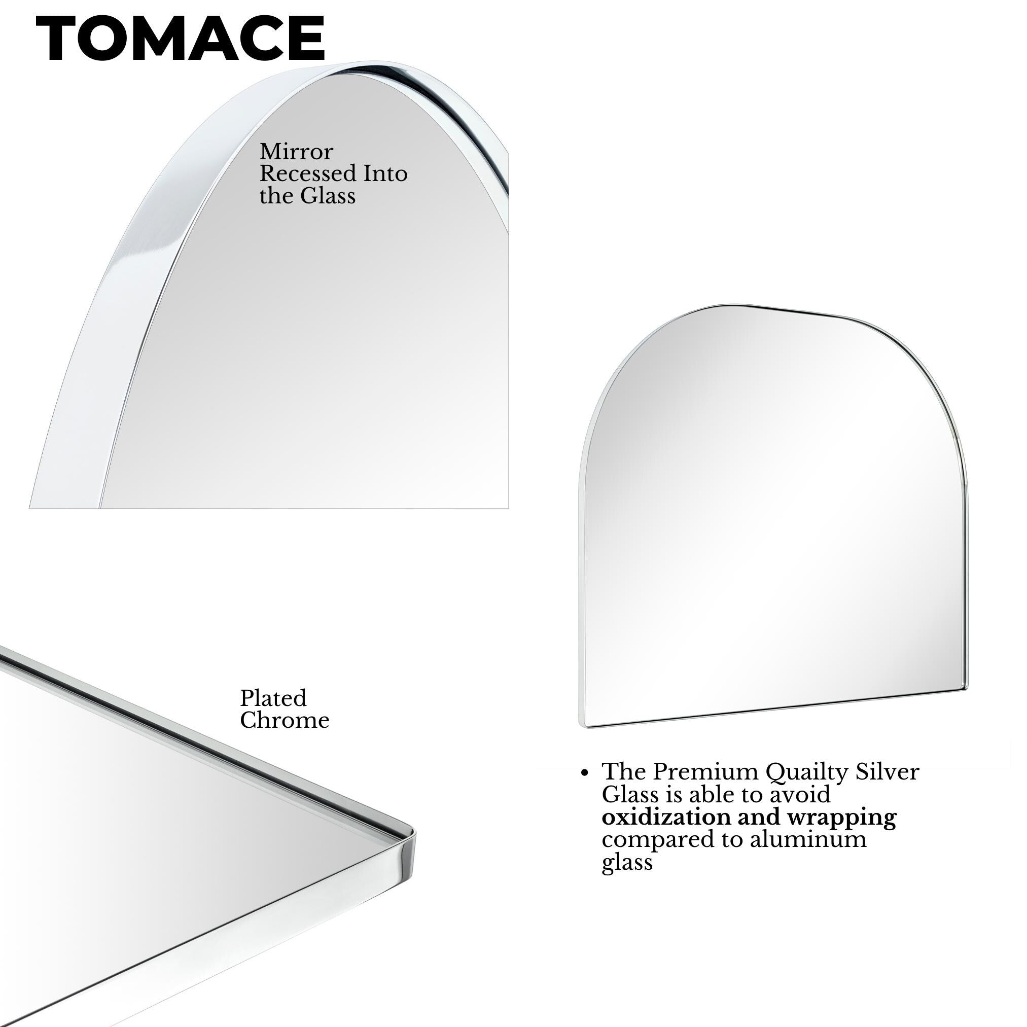 TEHOME Dezerae Large Arch Mirror for Mantel, 40'' W x 32'' H