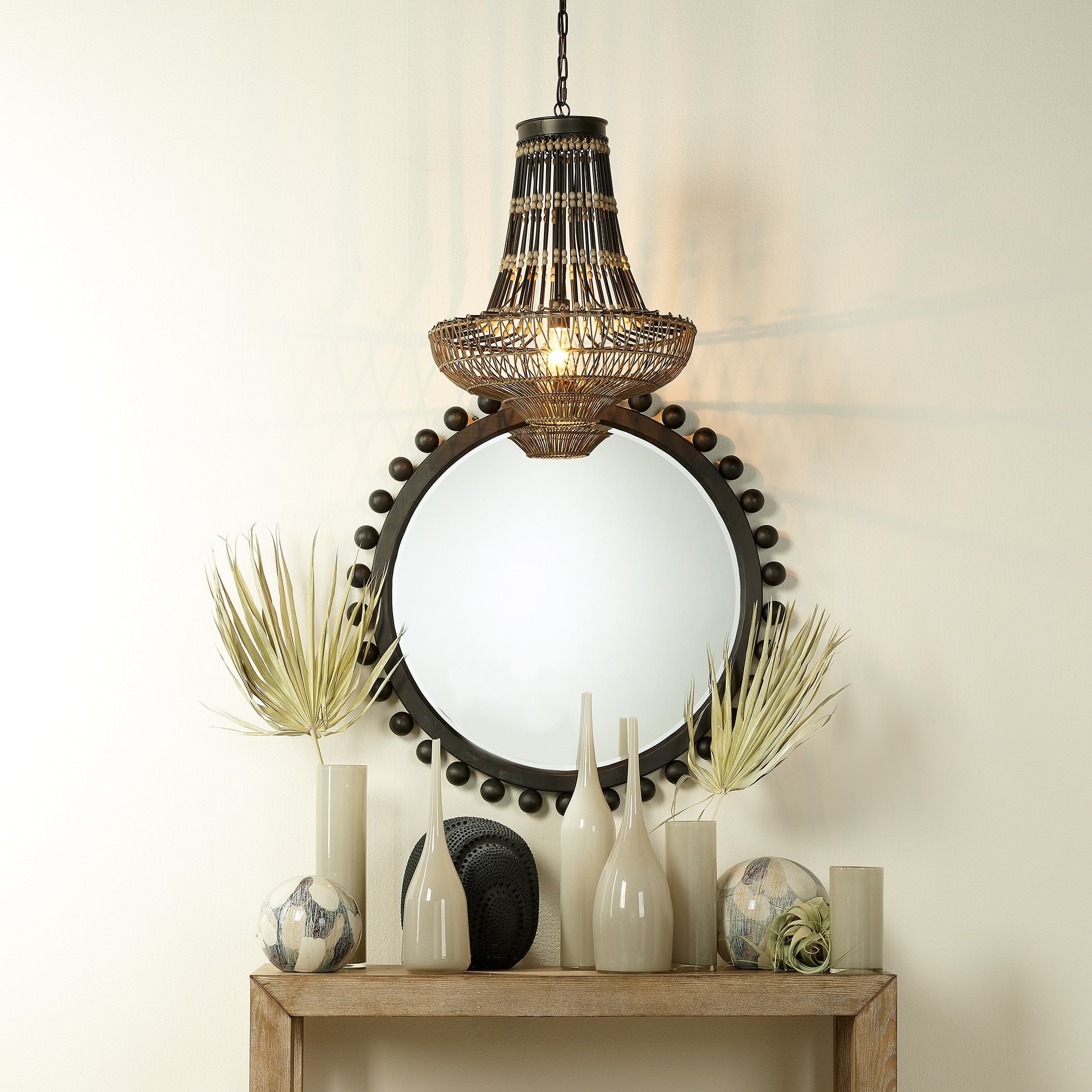 Alden Décor Orion Round Wood Mirror, Natural