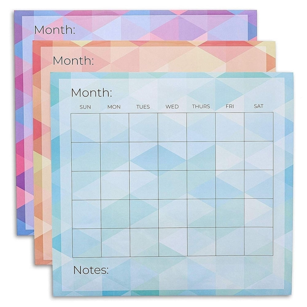 6x Adhesive Blank Monthly Dry Erase Wall Calendar for Schedule Reminder 14x12.5