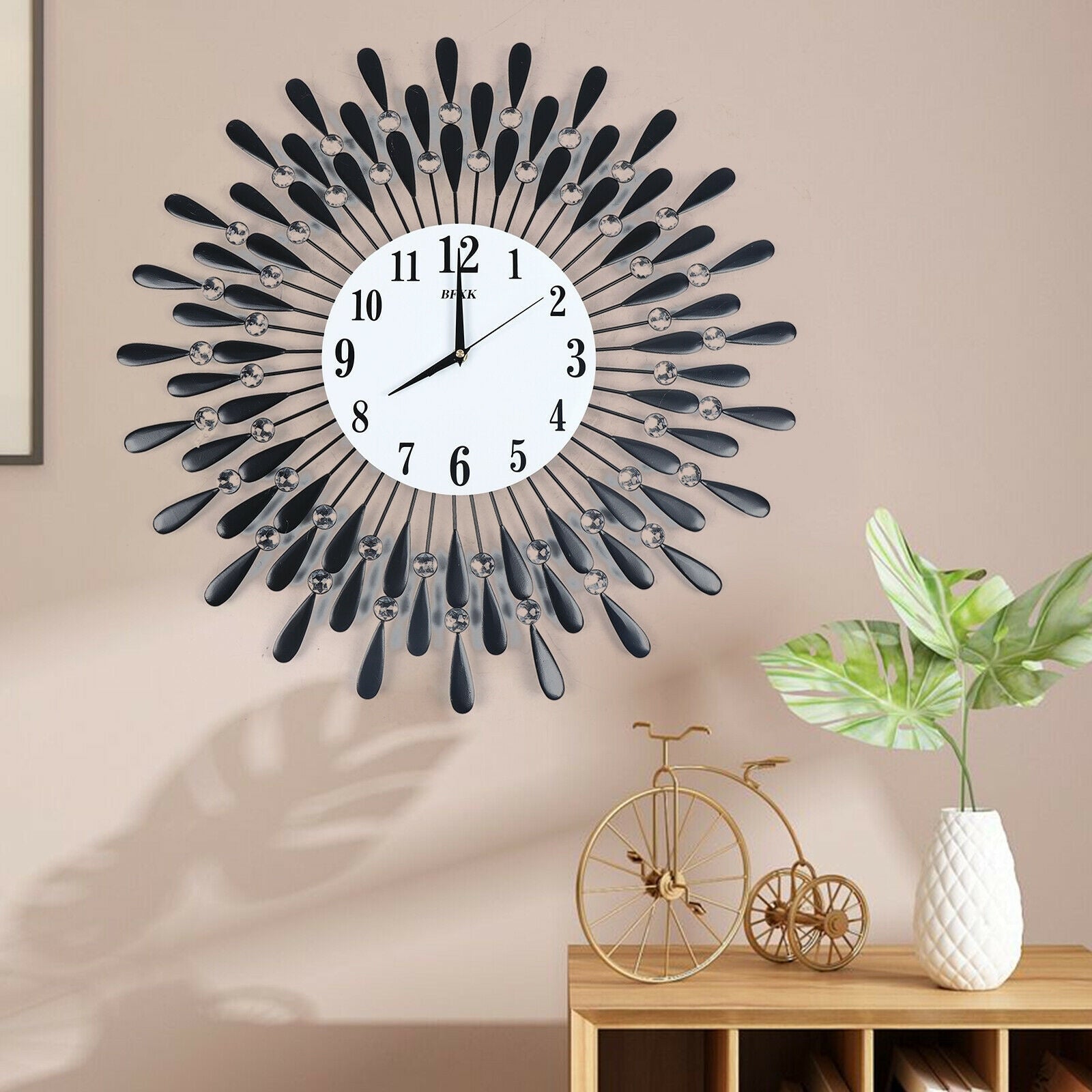 Vintage Style Burst Creative Craft Clock Metal Wall Clock - N/A