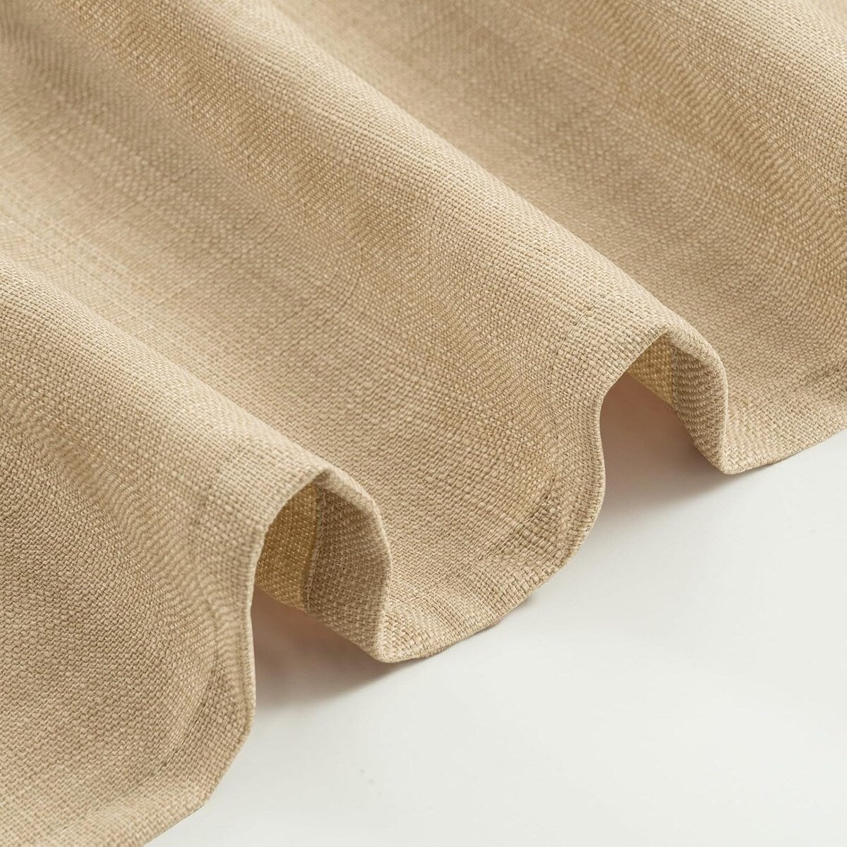 Natural Linen Curtains for Living Room, Faux Linen Textured Privacy Drapes Grommet Boho Panels, Set of 2 Panels