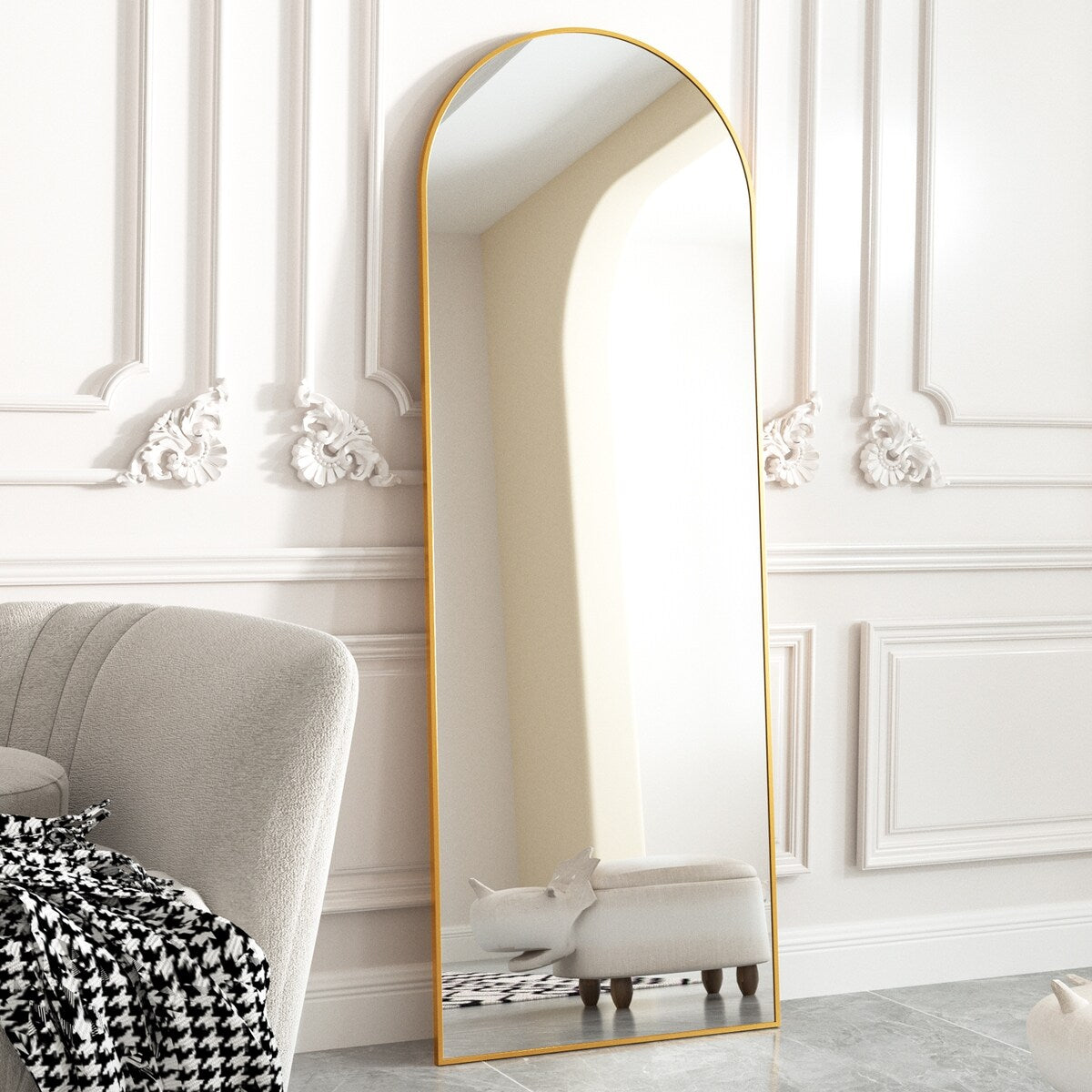 Arched Full Length Floor Mirror Full Body Standing Mirror Wall Decor