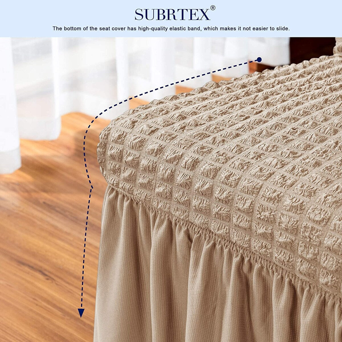 Subrtex Set-of-4 Stretch Dining Chair Cover Ruffle Skirt Slipcovers