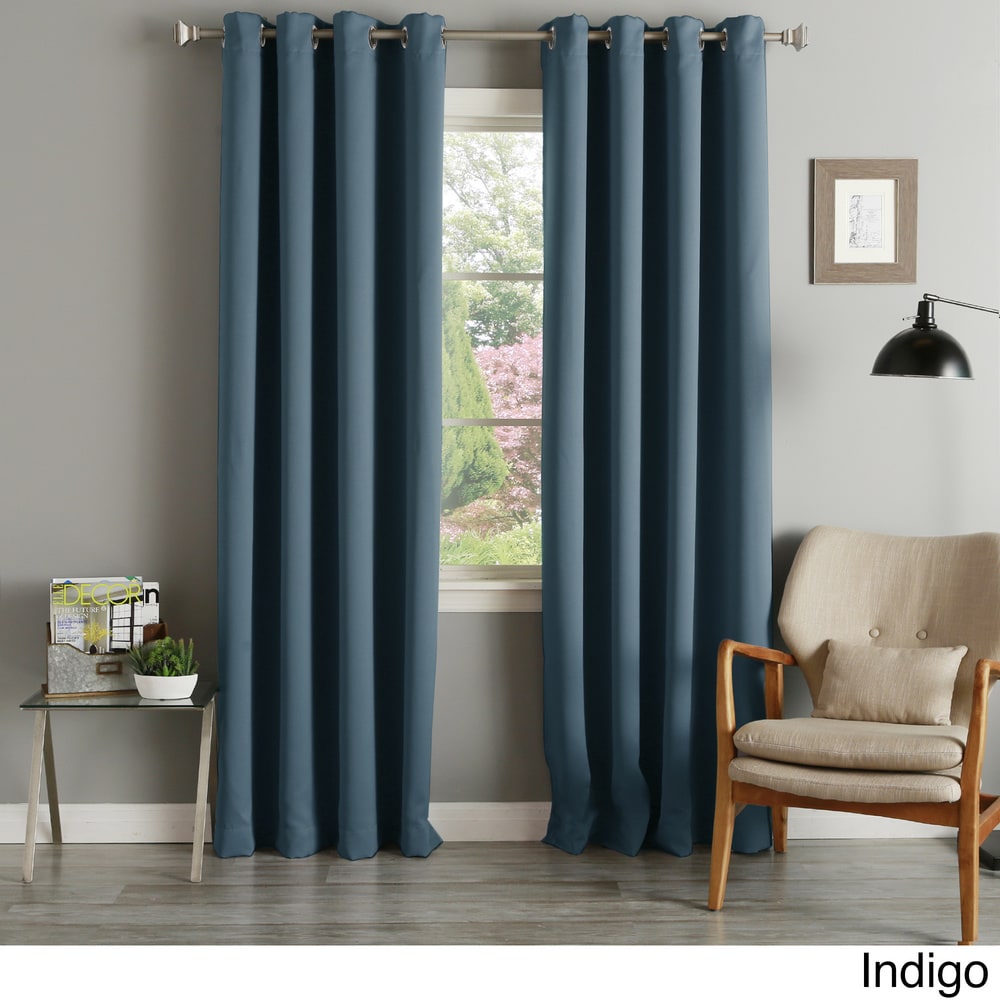 Aurora Home Silvertone Grommet Thermal Insulated Blackout Curtain Panel Pair