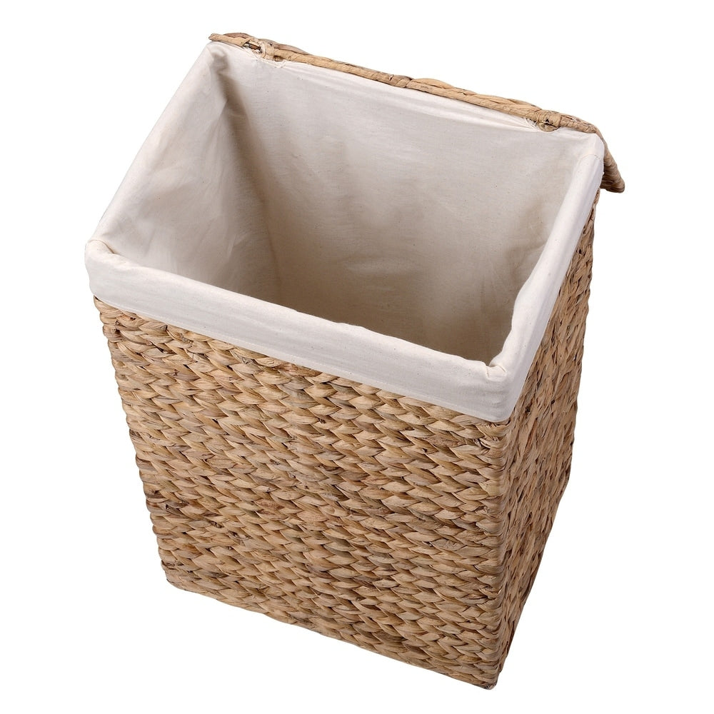 Handmade Wicker Laundry Hampers - Set of 2 Water Hyacinth Storage Baskets with Handles and Lids by Villacera