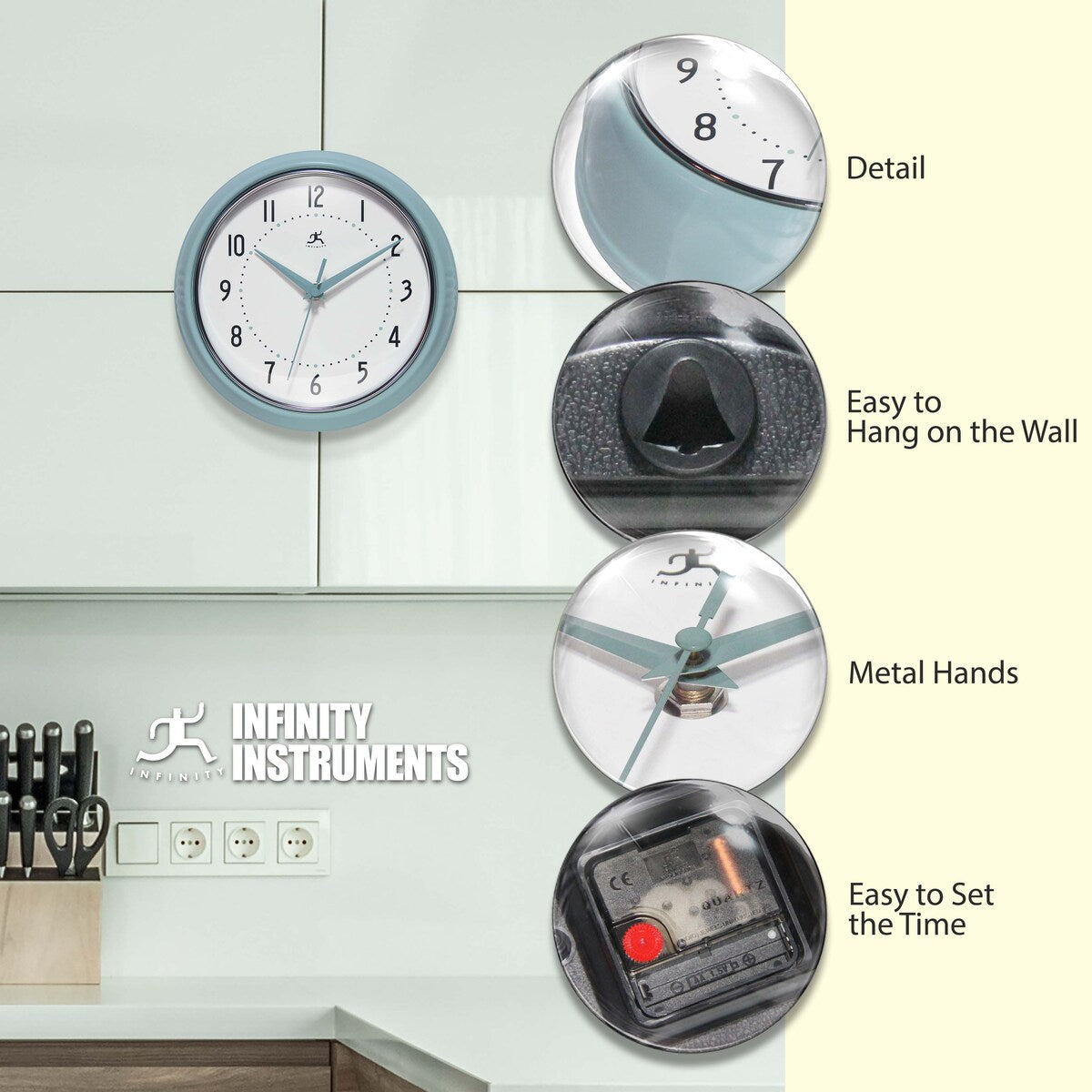 Round Retro Kitchen Wall Clock by Infinity Instruments