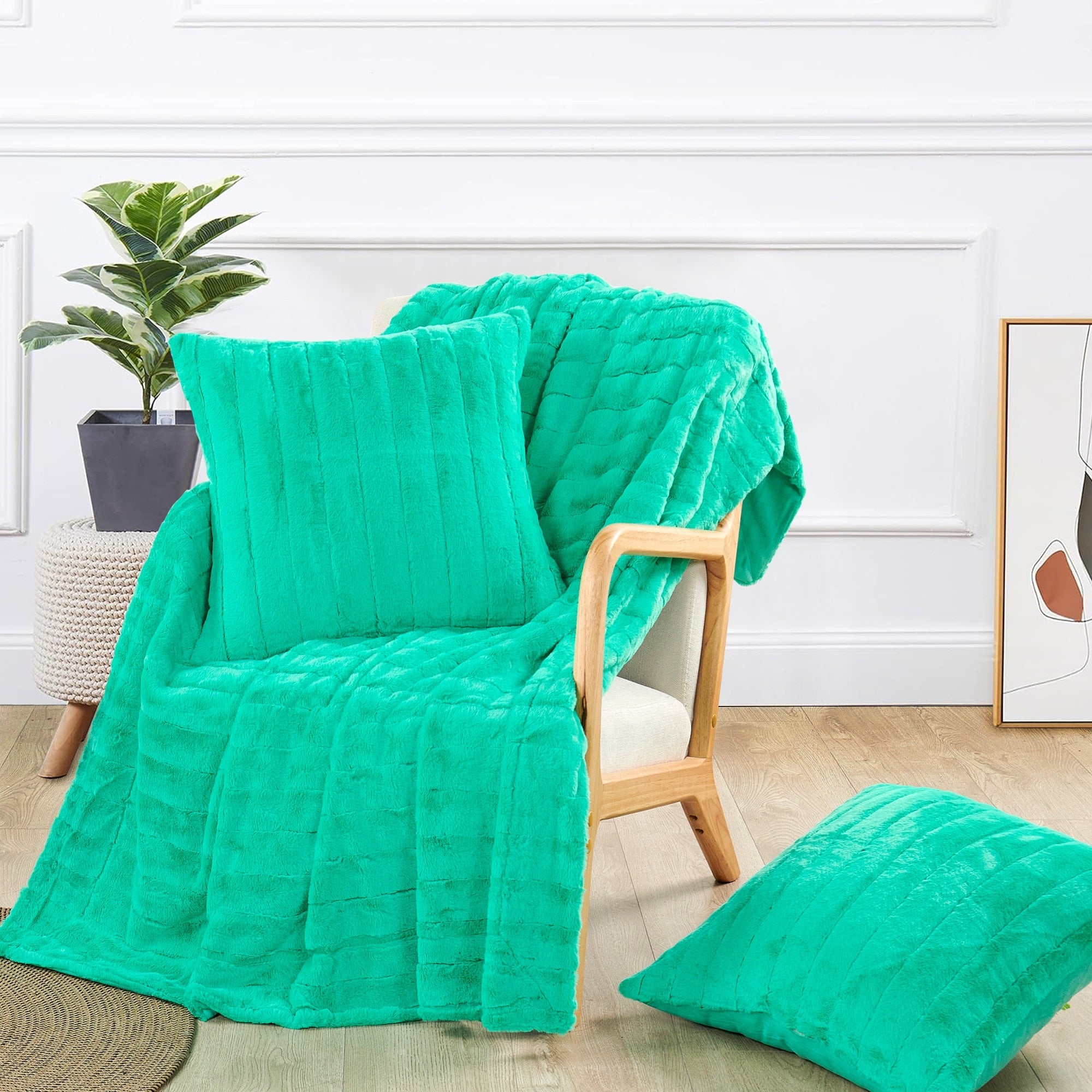 FakeFur Throw & 2 Pillow Shell Combo Set