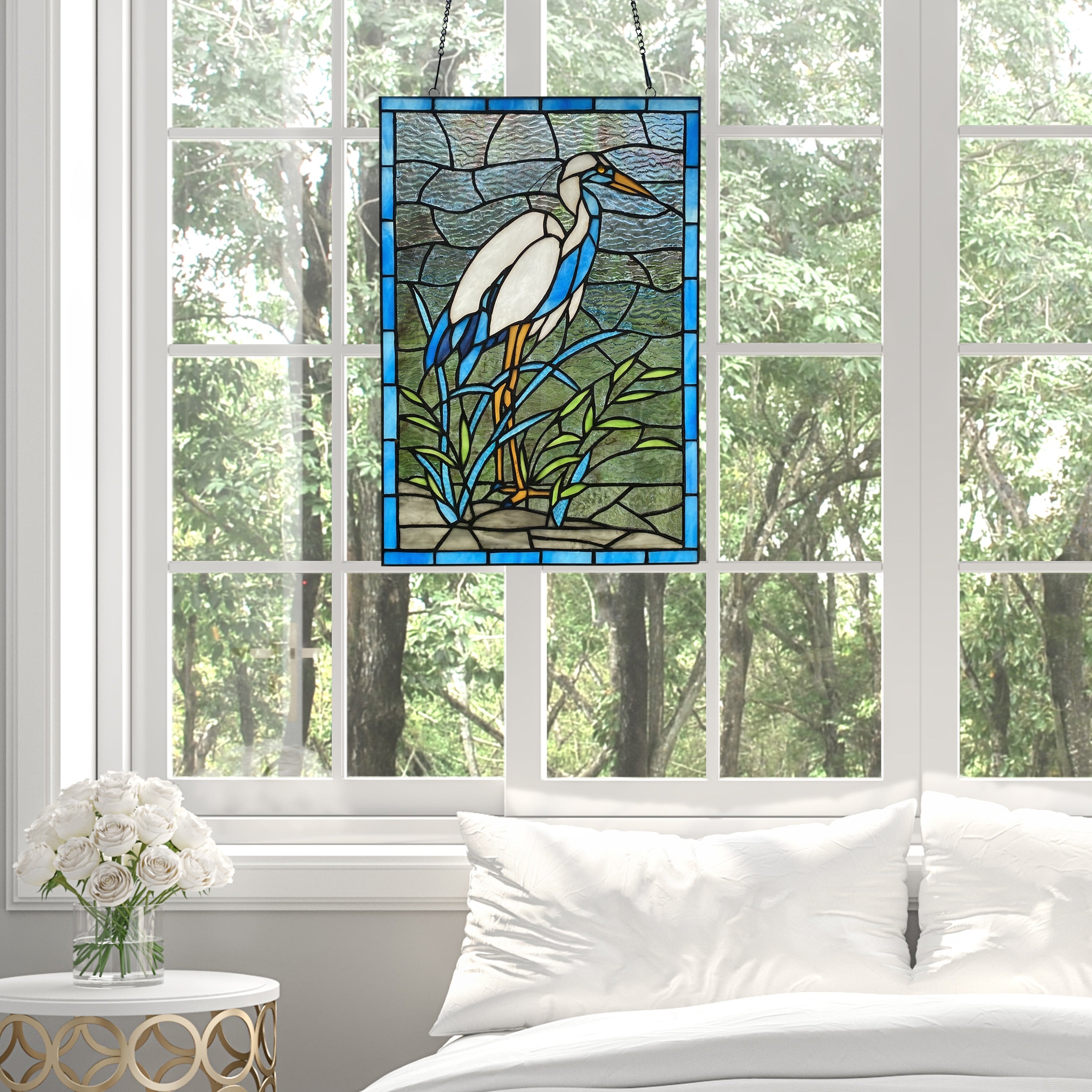 River of Goods River of Goods 18-Inch Majestic Crane Stained Glass Window Panel - 12 x 0.25 x 18