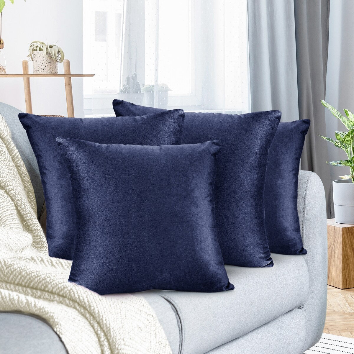 Nestl Solid Microfiber Soft Velvet Throw Pillow Cover (Set of 4)