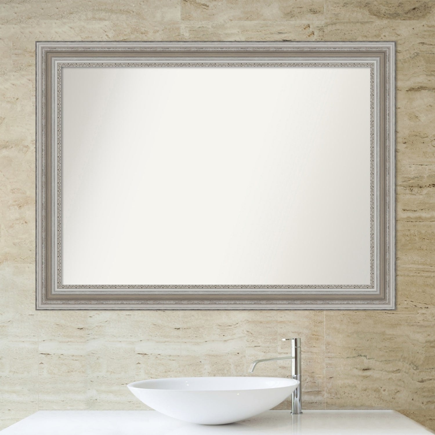 Non-Beveled Bathroom Wall Mirror - Parlor Silver Frame