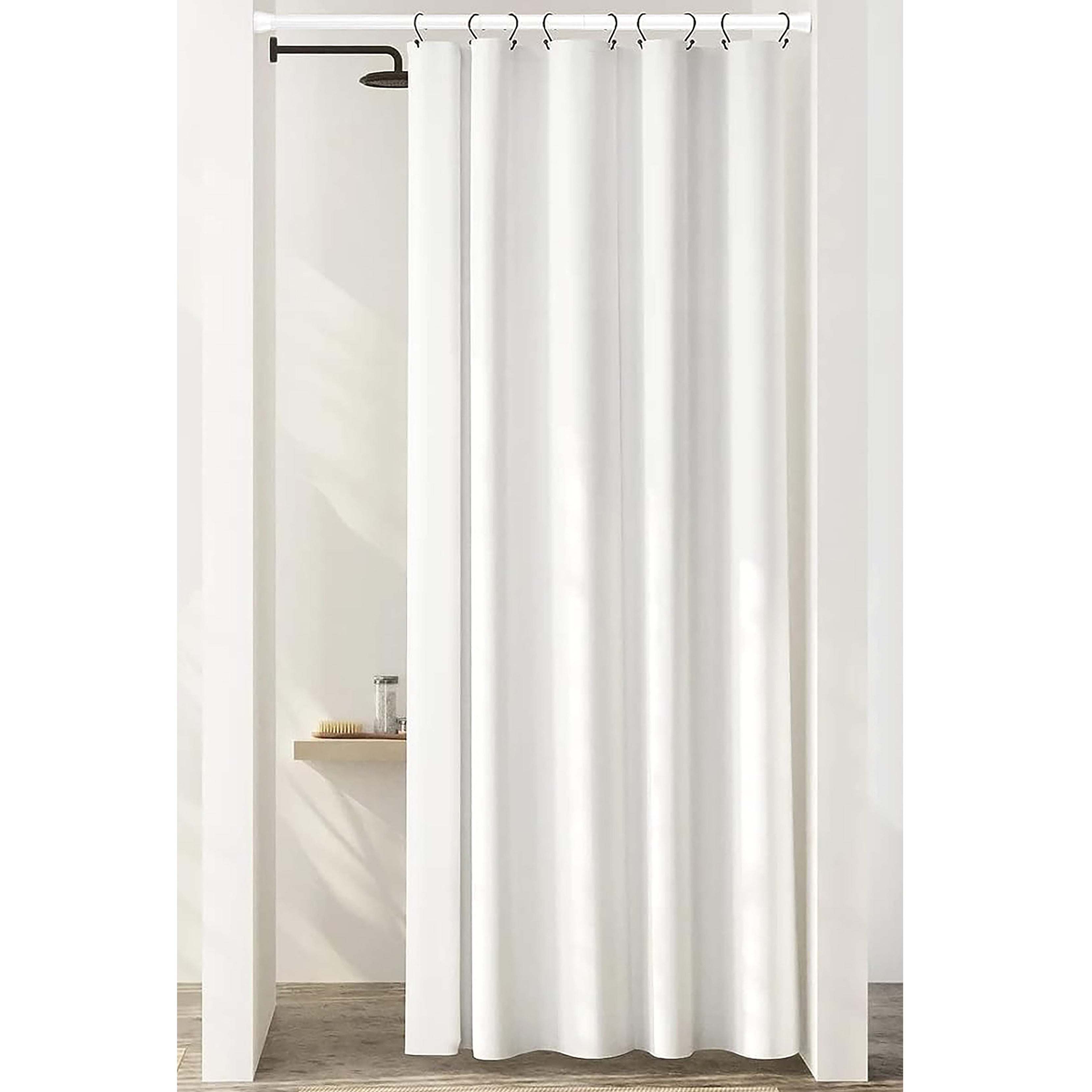 White Adjustable Spring Tension Curtain Rod Heavy Duty Anti-slip