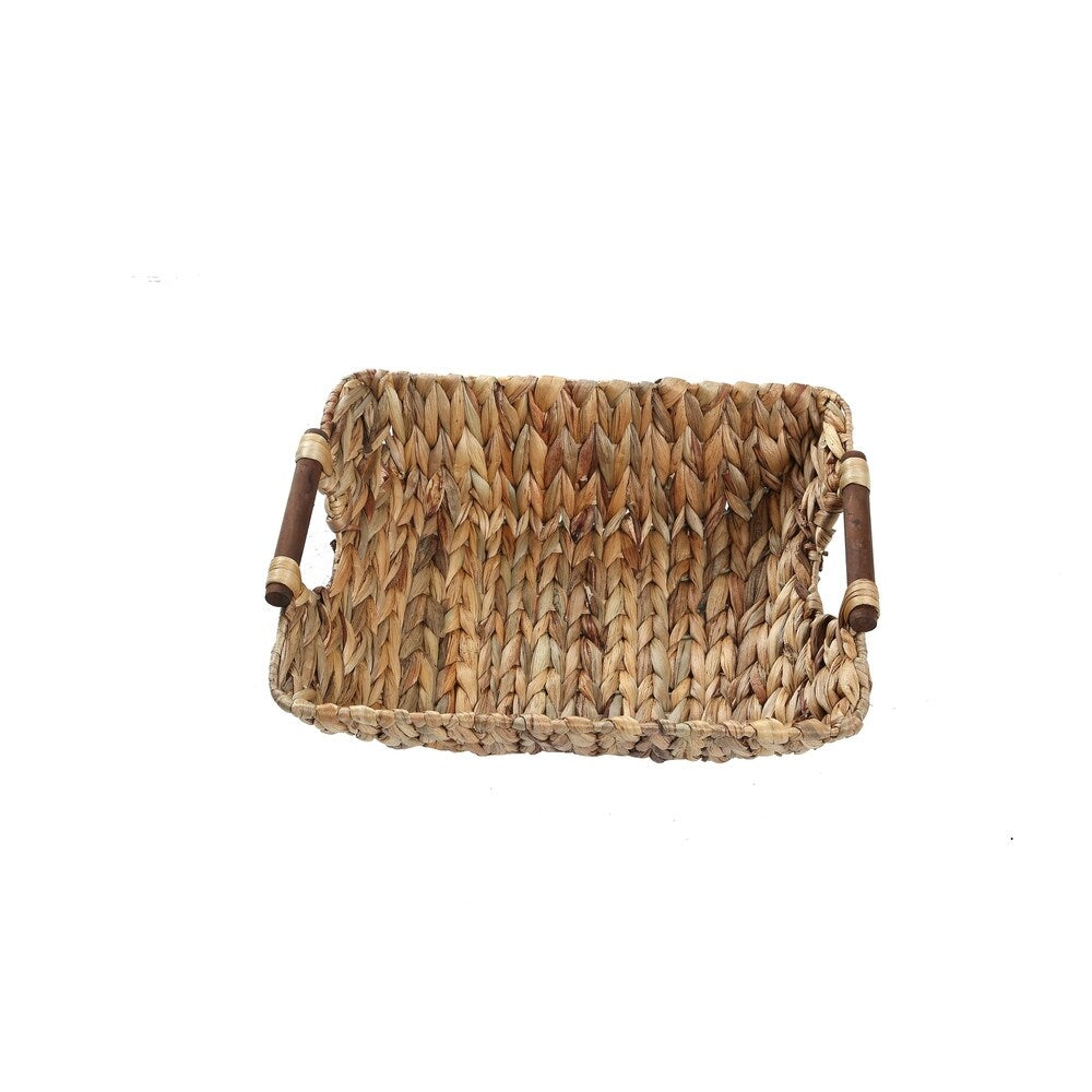 15 Hyacinth & Wood Handled Basket by Trademark Innovations