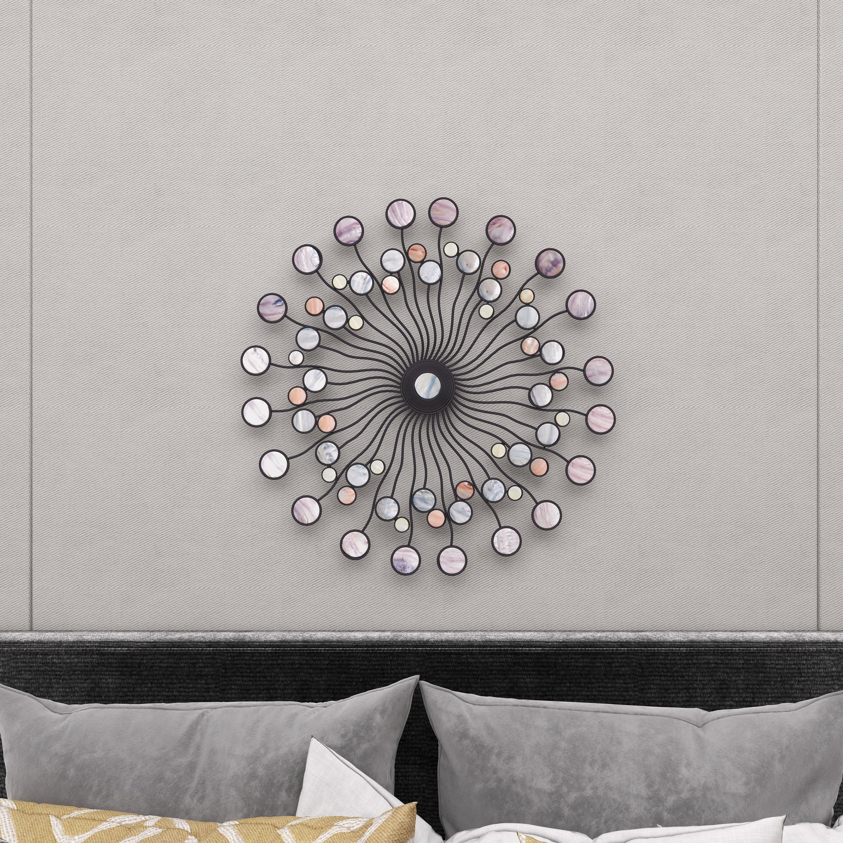 Multi Color Iron Metal Modern Contemporary Sunburst Round Wall Décor