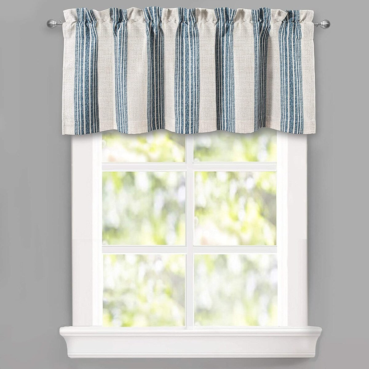 DriftAway Chris Vertical Striped Pattern Linen Textured Blackout Window Curtain Valance