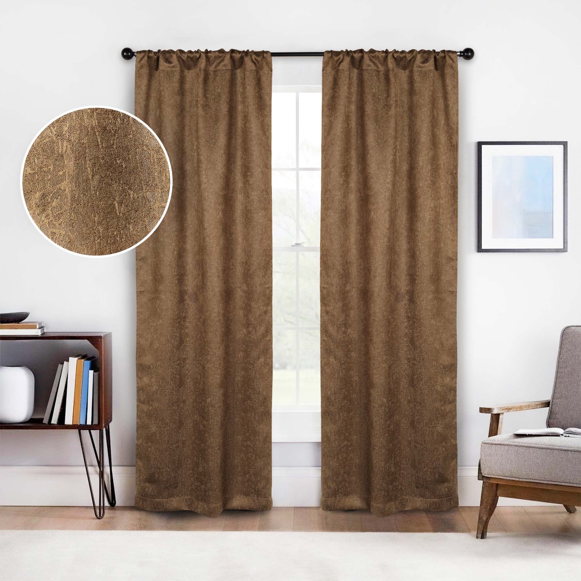 Superior Rustic Textured Abstract Room Darkening Blackout Curtains, Rod Pocket or Grommets, Set of 2