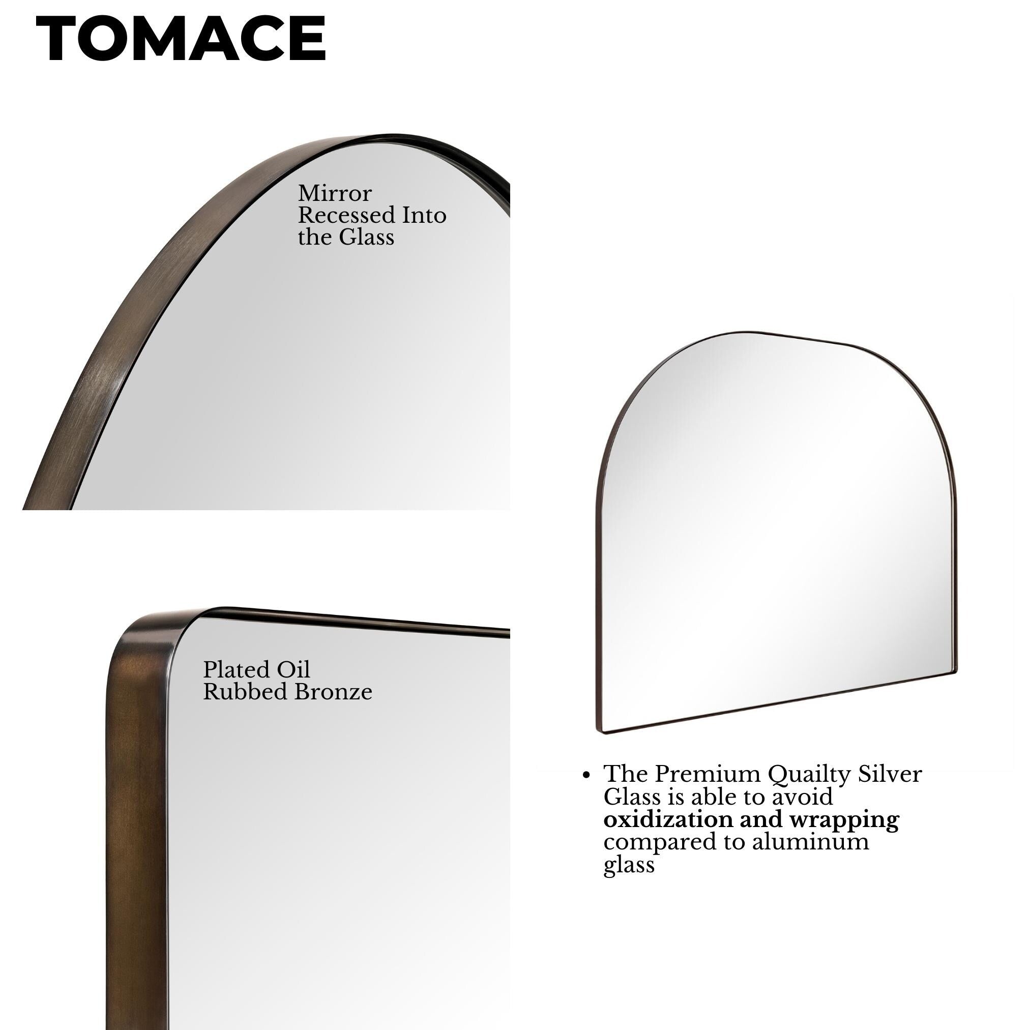 TEHOME Dezerae Large Arch Mirror for Mantel, 40'' W x 32'' H