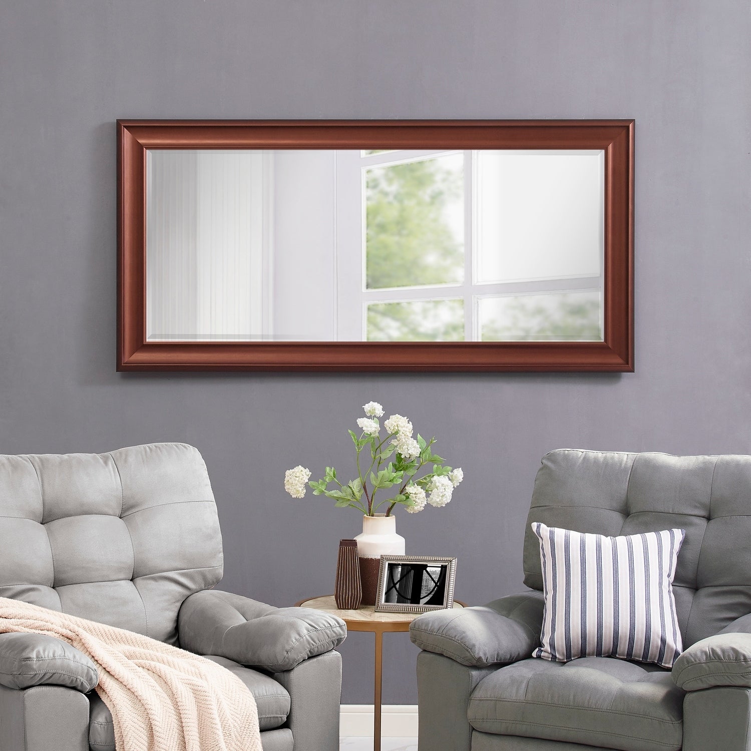 Tall Mirror Full Body Oversized Mirror Smooth Faux Wood Frame Rectangle Wall Mounted Hanging Mirror