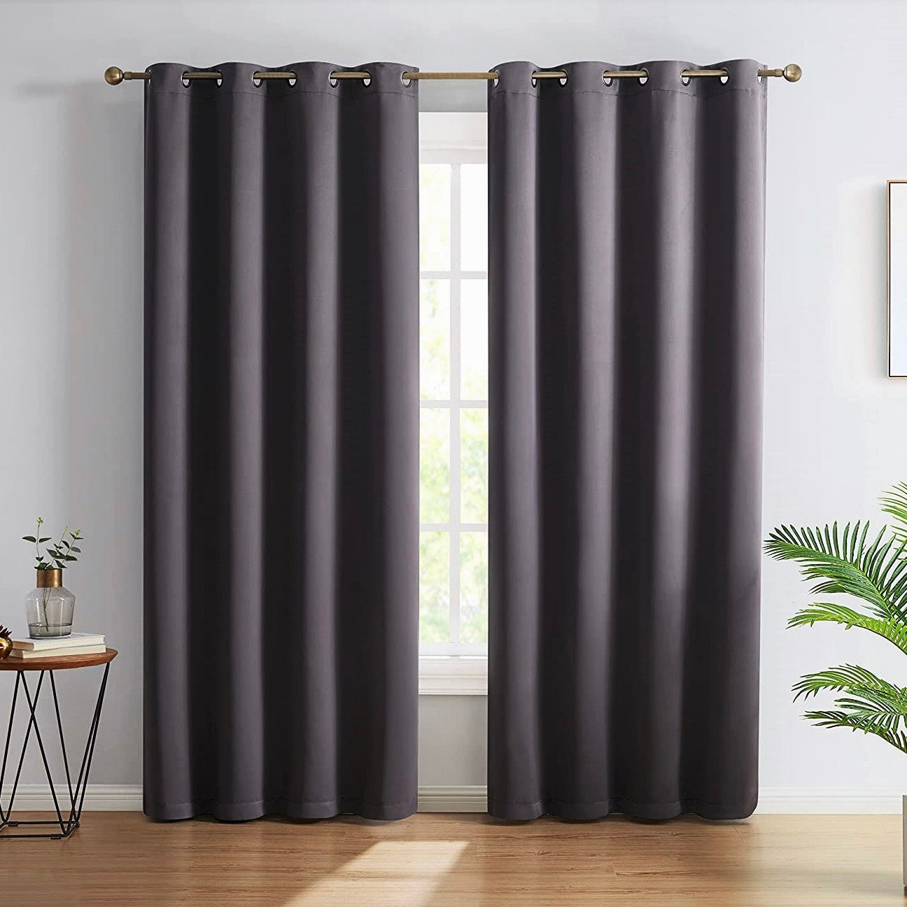 HLC.me Oxford Blackout Curtains - Thermal Insulated Window Treatment Grommet Panels, Set of 2