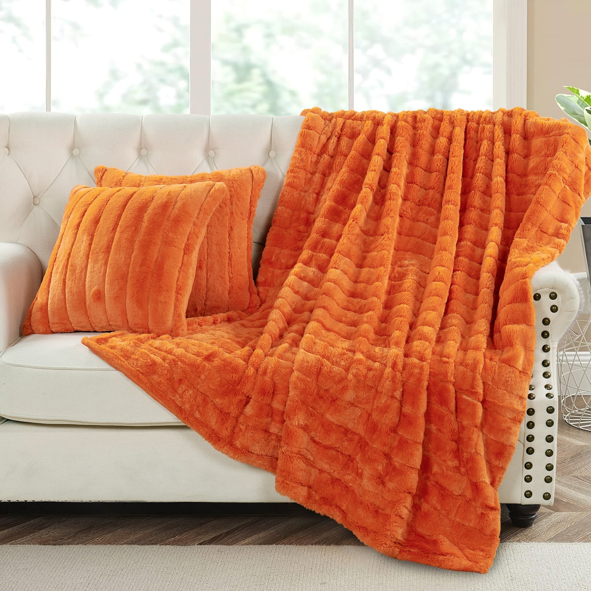 FakeFur Throw & 2 Pillow Shell Combo Set