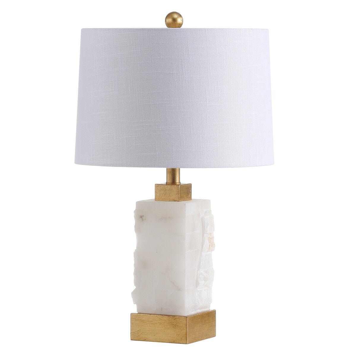 Eliza 23 Alabaster/Metal LED Table Lamp, White/Gold Leaf by JONATHAN Y