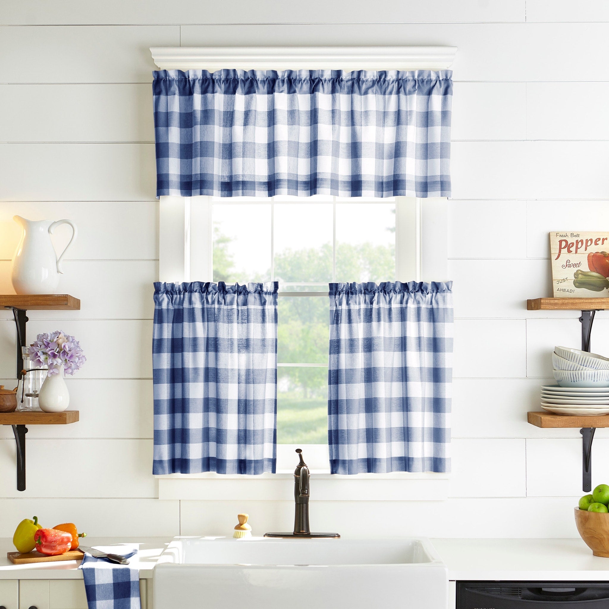 The Gray Barn Emily Gulch Buffalo Check Kitchen Curtain Tier Set