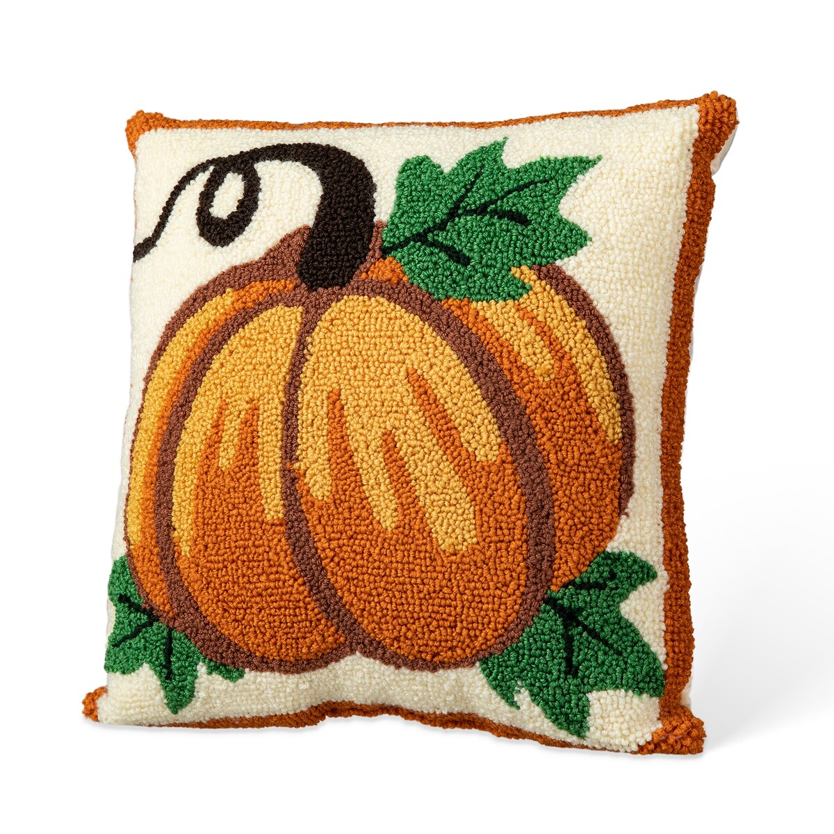 Glitzhome 14''H Fall Hooked Pumpkin & Sunflower Pillow