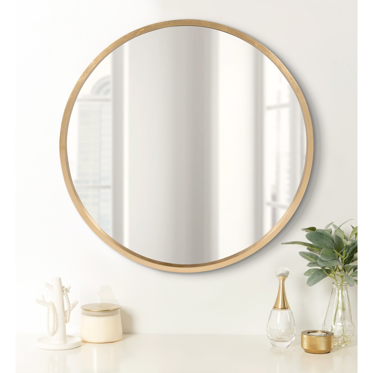 Kate and Laurel Travis Round Wood Accent Wall Mirror