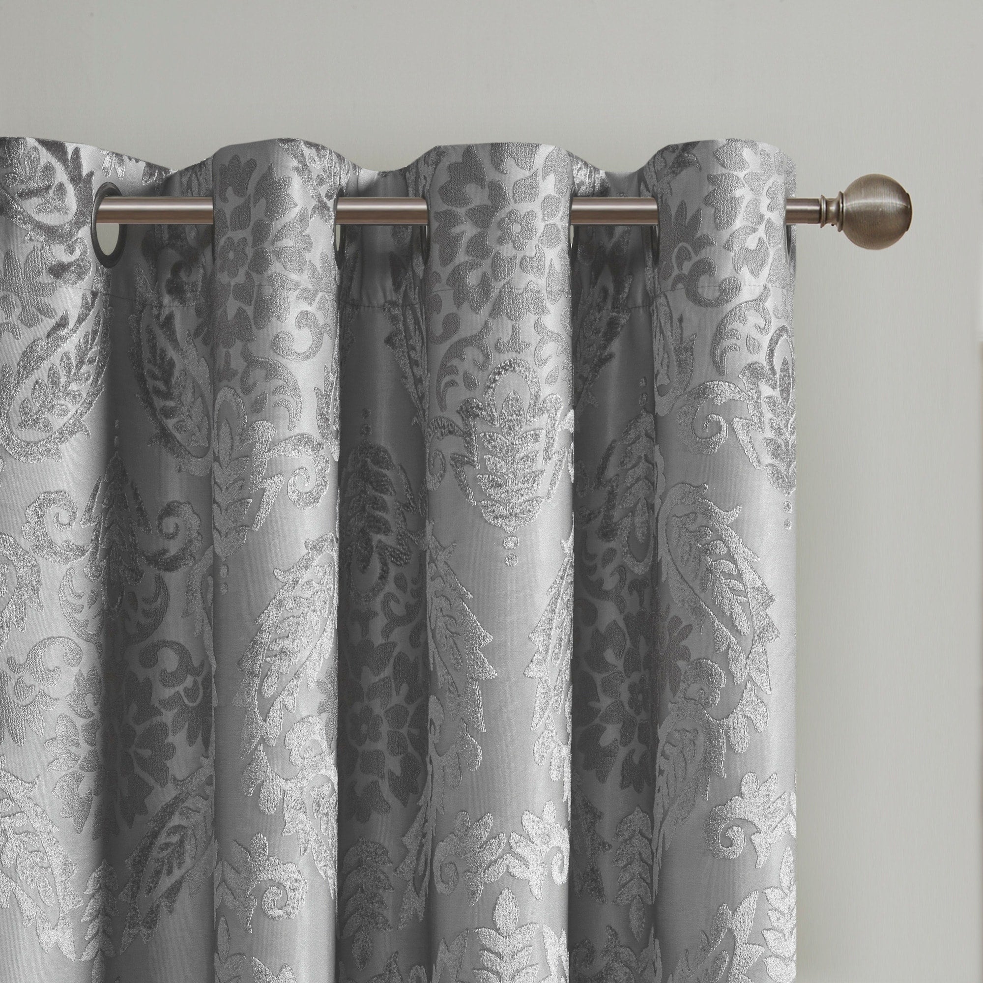 Loraine Knitted Jacquard Paisley Total Blackout Grommet Top Curtain Panel by SunSmart