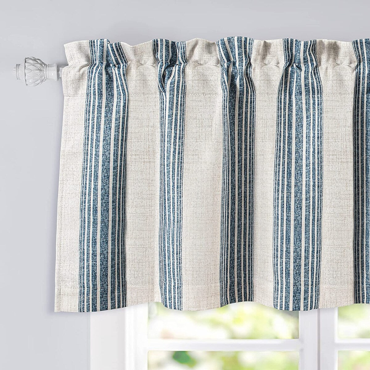 DriftAway Chris Vertical Striped Pattern Linen Textured Blackout Window Curtain Valance