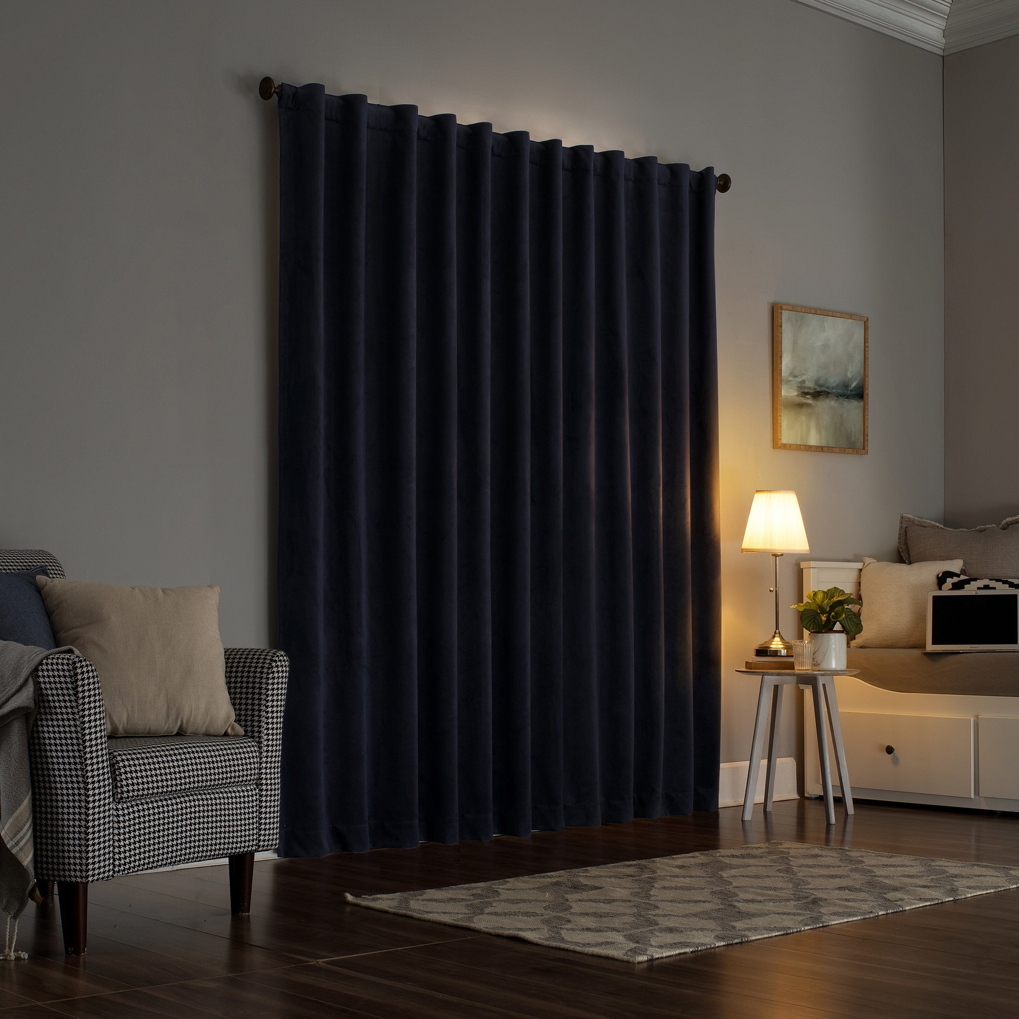 Sun Zero Amherst Velvet Noise Reducing Thermal Extreme Total Blackout Back Tab Curtain Panel, Single Panel