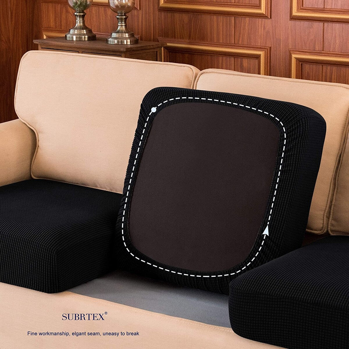 Subrtex 2-Piece Stretch Separate Sofa Cushion Cover Elastic Slipcover