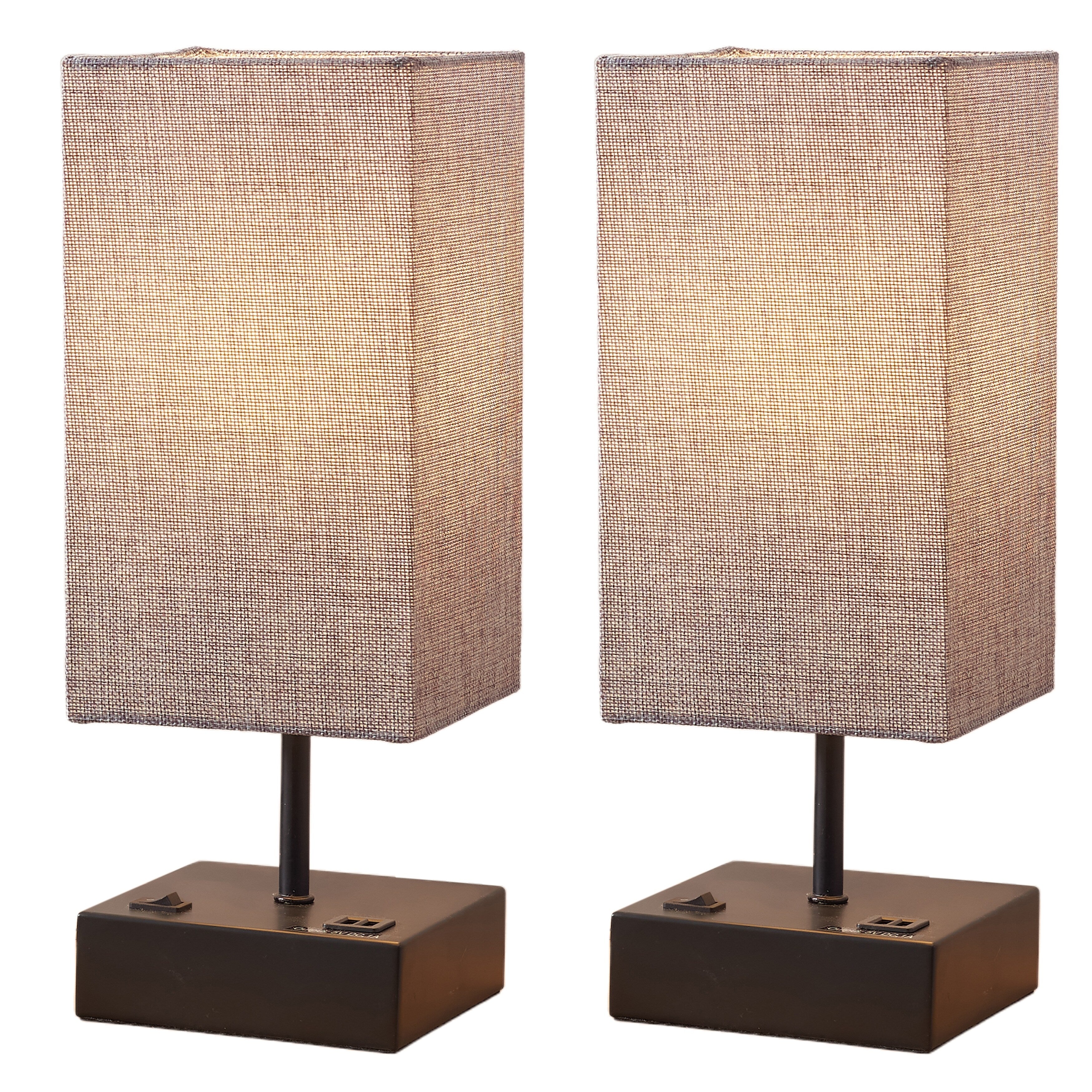 Hutchinson Set of 2 Metal Table Lamps with USB Ports