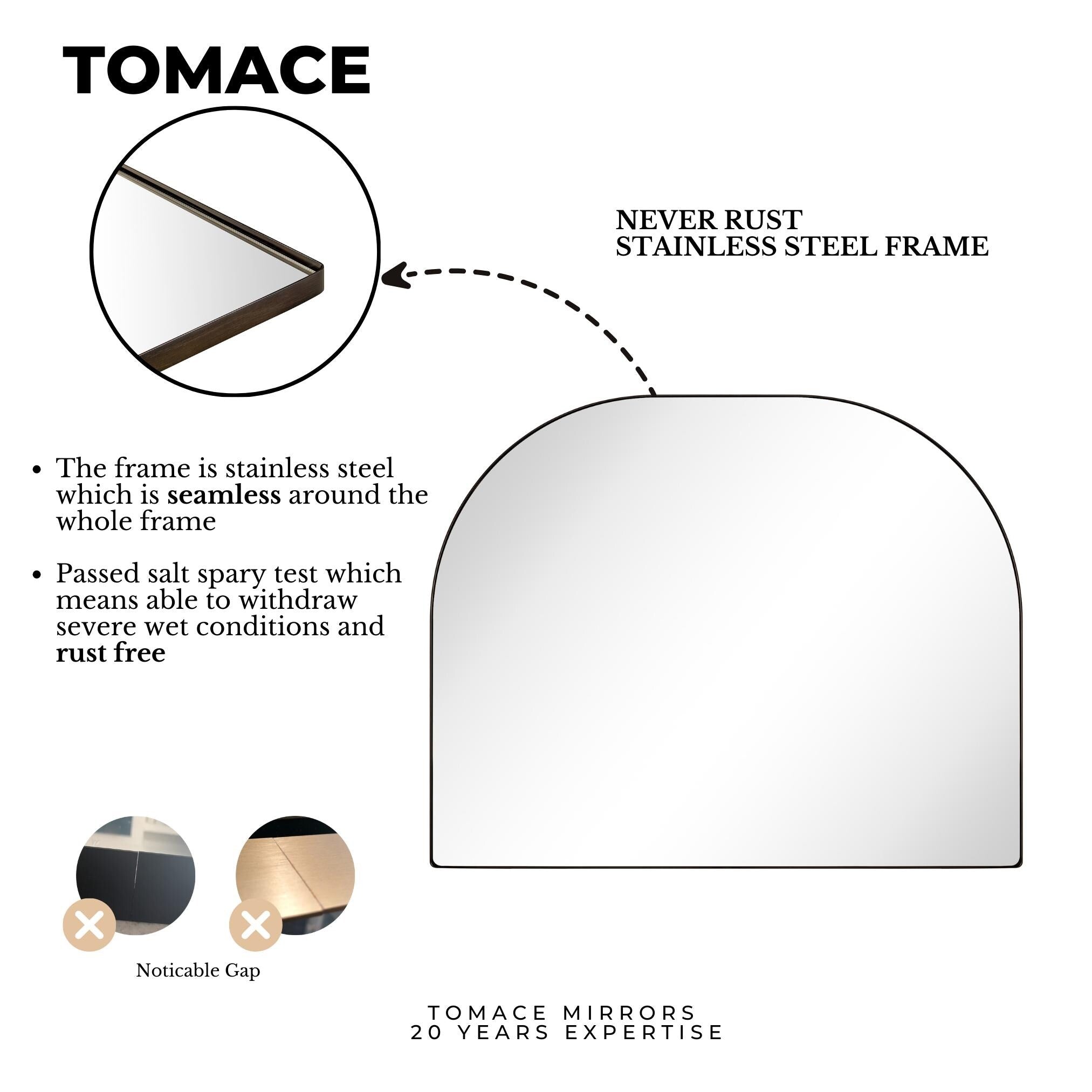 TEHOME Dezerae Large Arch Mirror for Mantel, 40'' W x 32'' H