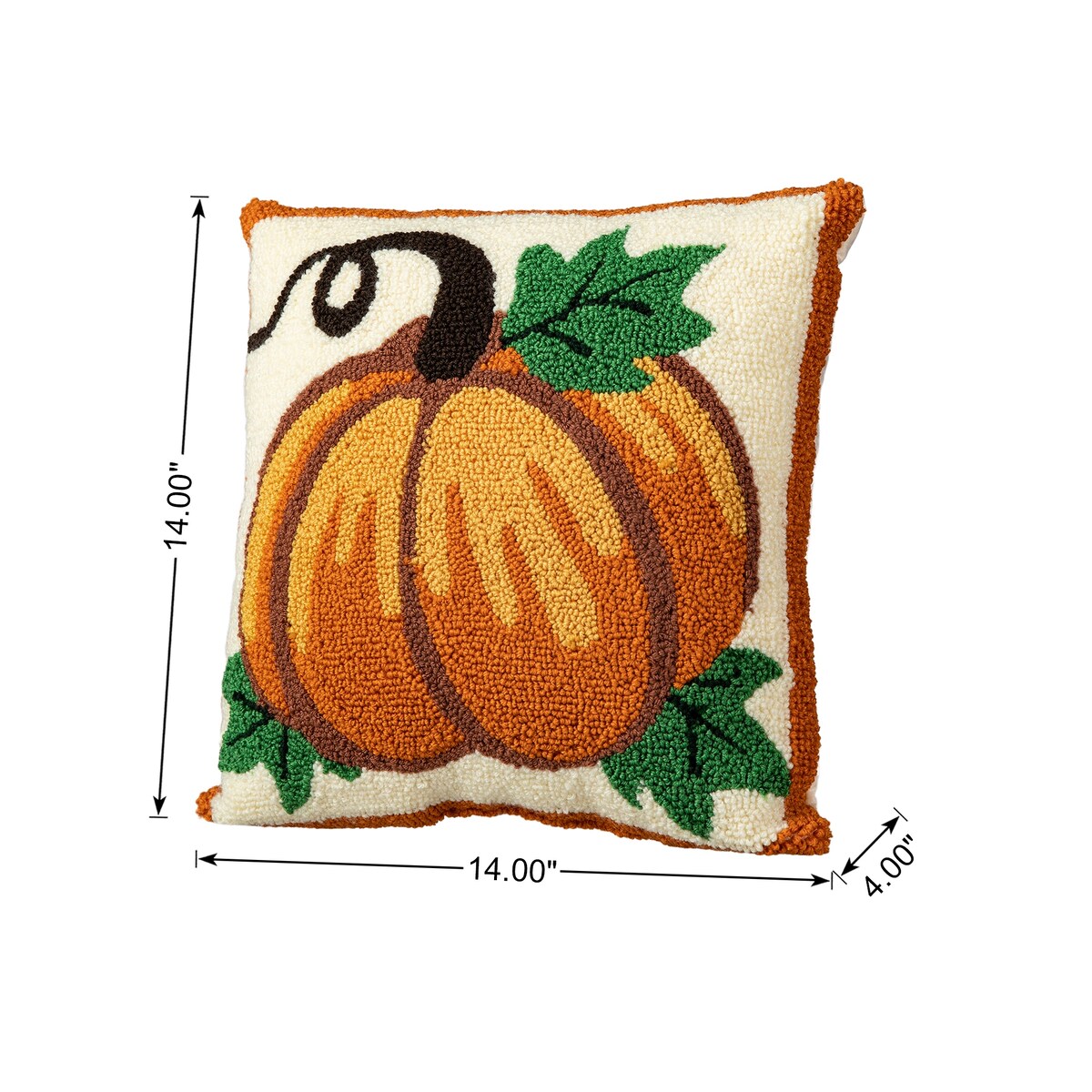 Glitzhome 14''H Fall Hooked Pumpkin & Sunflower Pillow