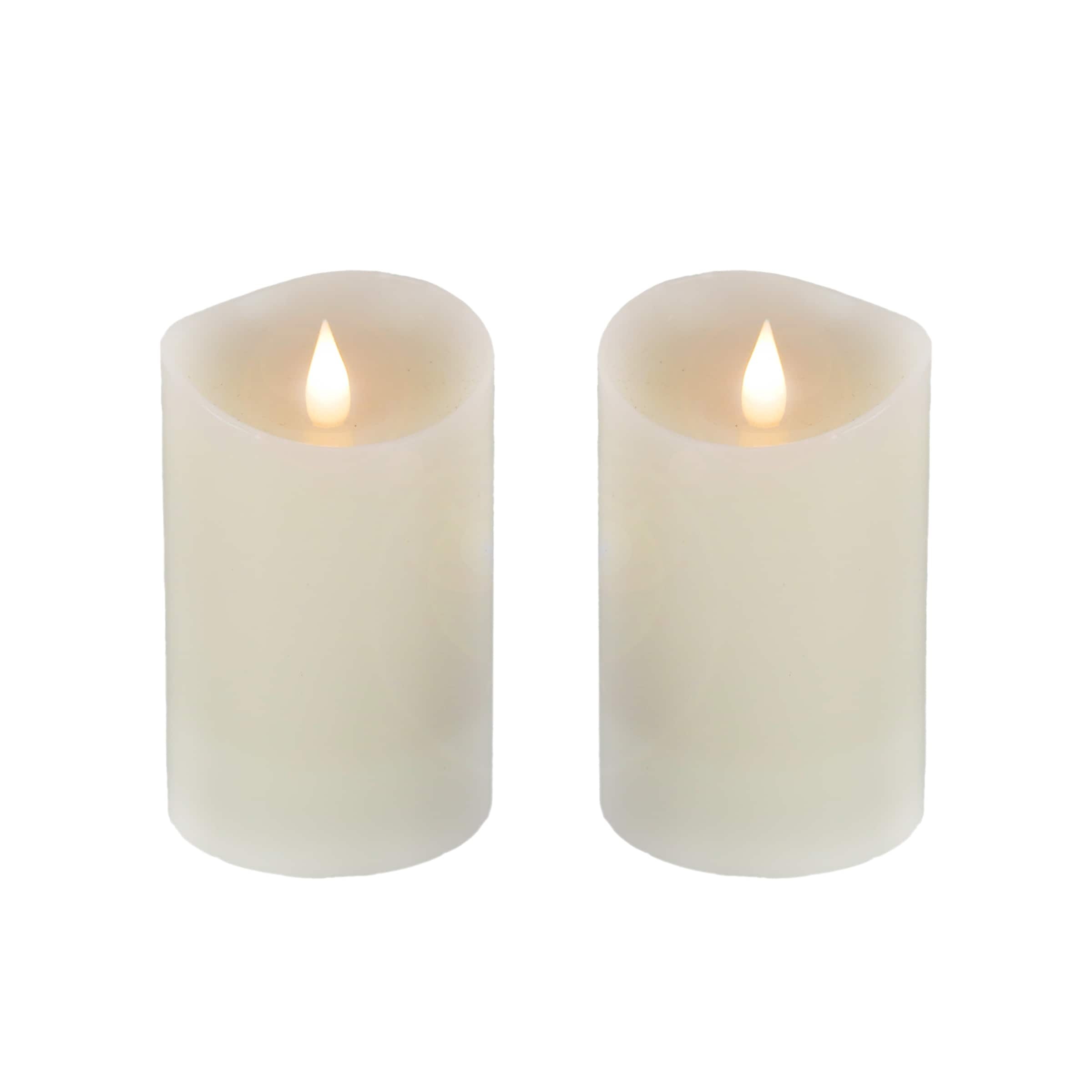 HGTV Home Collection Set of 2 5 in Heritage Real Motion Flameless LED Candles With Remote, Ivory, LED - 5 in