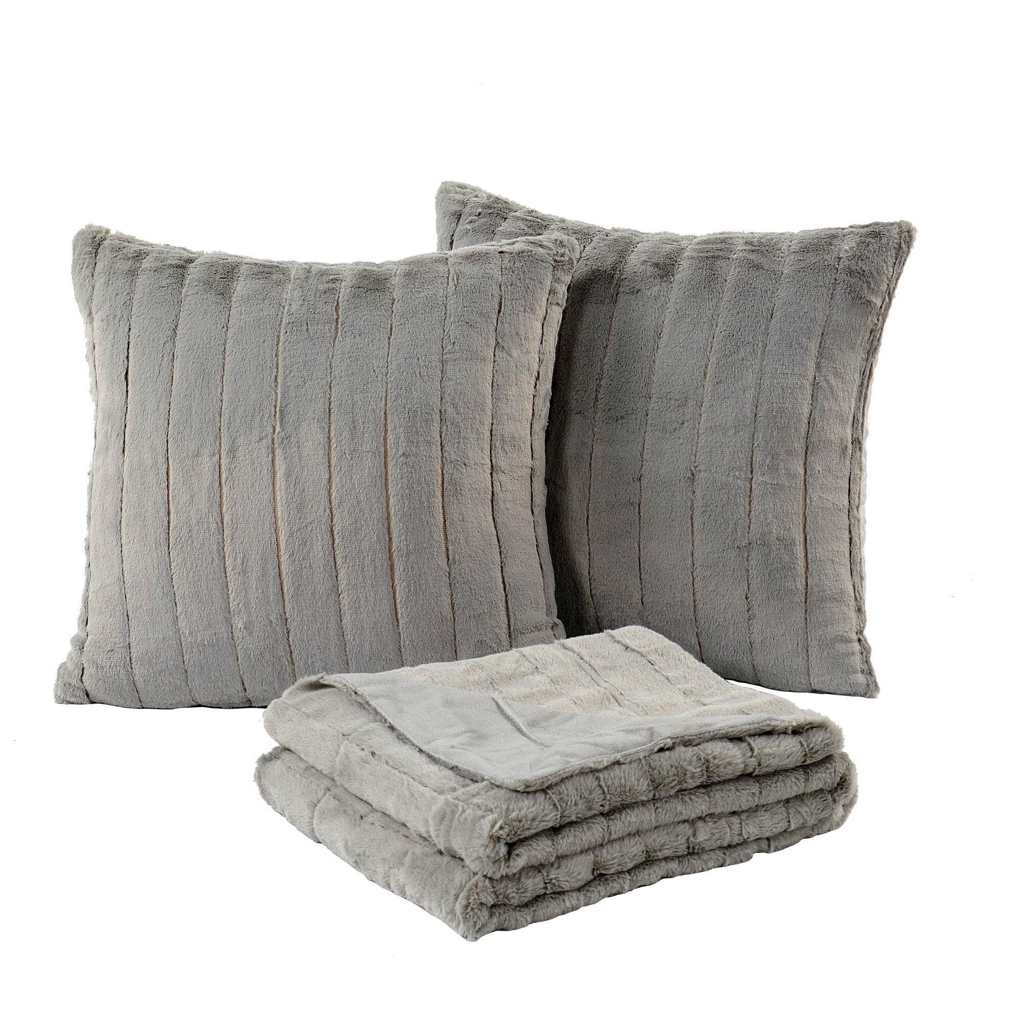 FakeFur Throw & 2 Pillow Shell Combo Set