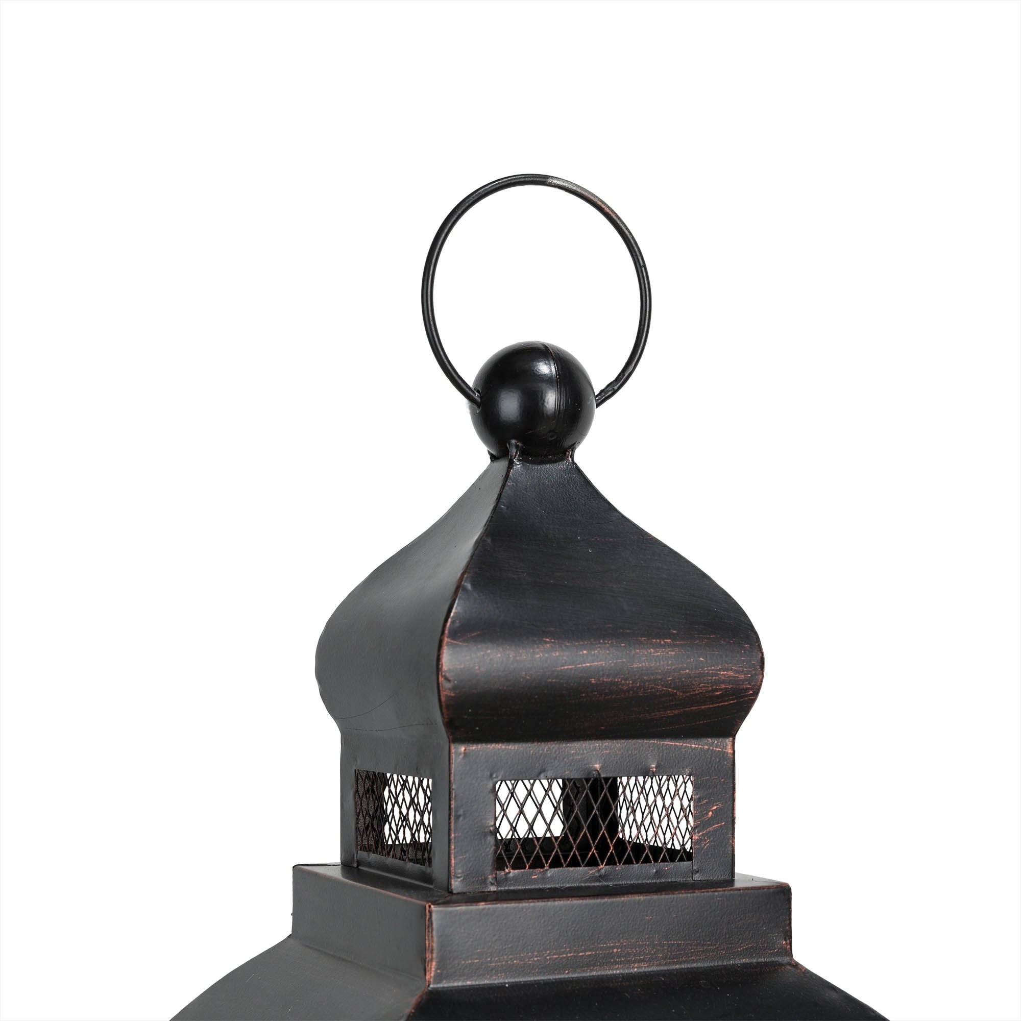 Glitzhome 2-Piece Oversize Farmhouse Wood/ Metal Hanging Candle Holders Decorative Lanterns