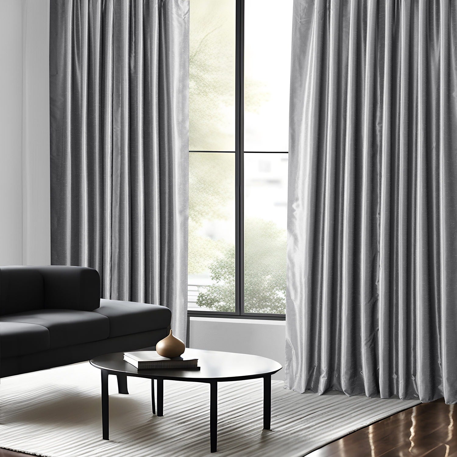 Exclusive Fabric Storm Grey Faux Textured Dupioni Silk Curtains (1 Panel)