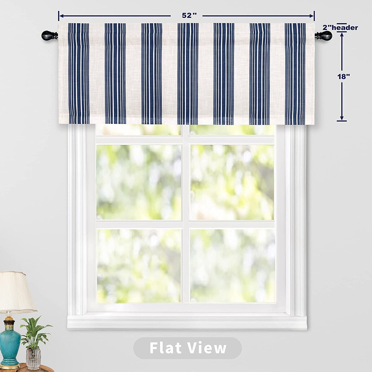 DriftAway Chris Vertical Striped Pattern Linen Textured Blackout Window Curtain Valance