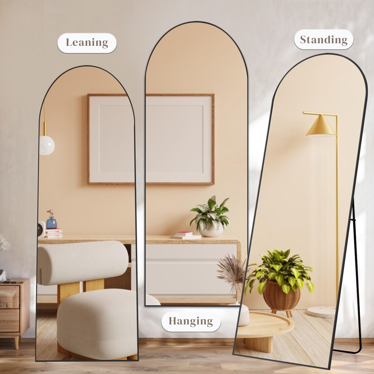 Mirror Full Length Body Wall Mirrors with Shatter-Proof Glass, Floor Standing for Bedroom Cloakroom