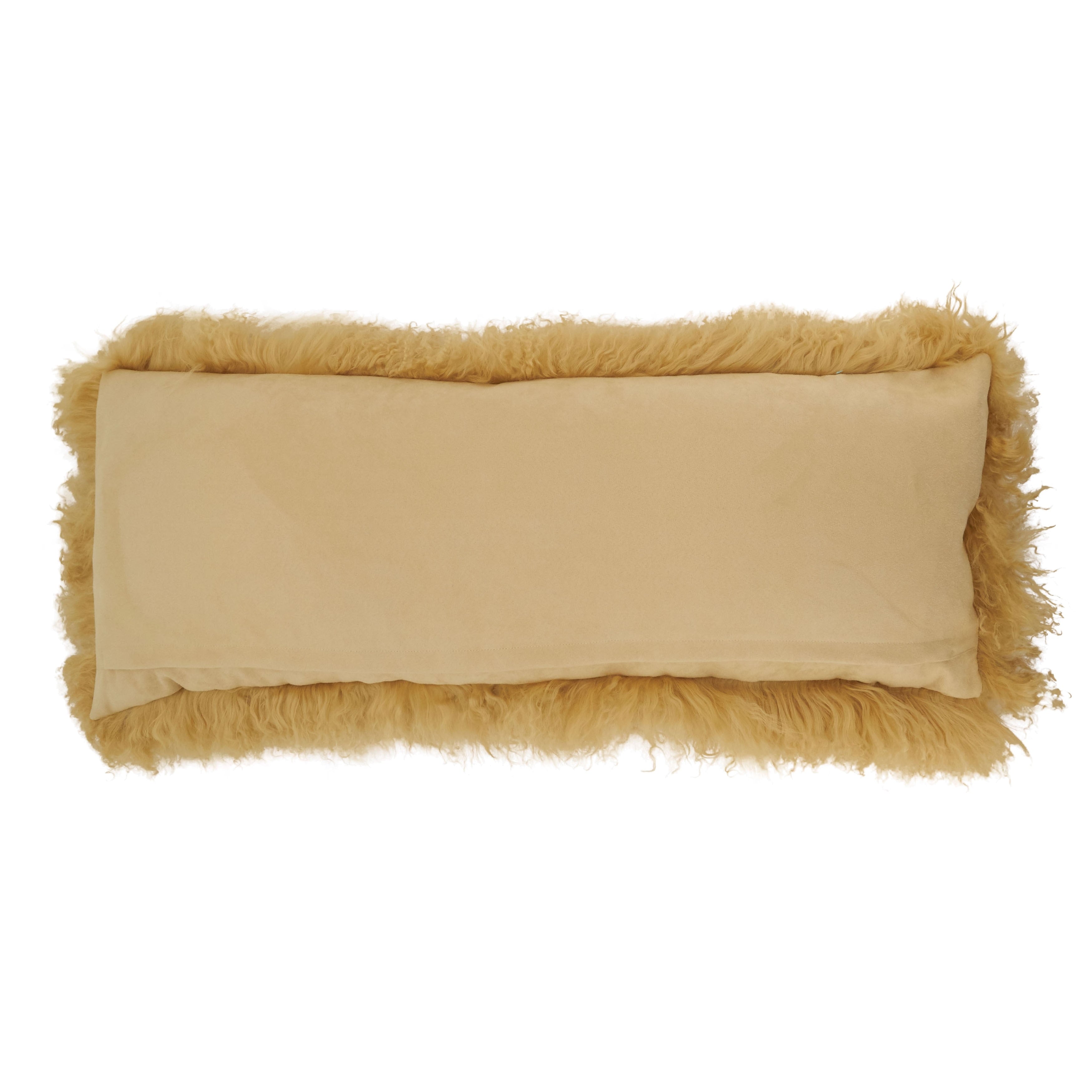 Poly-filled Mongolian Lamb Throw Pillow