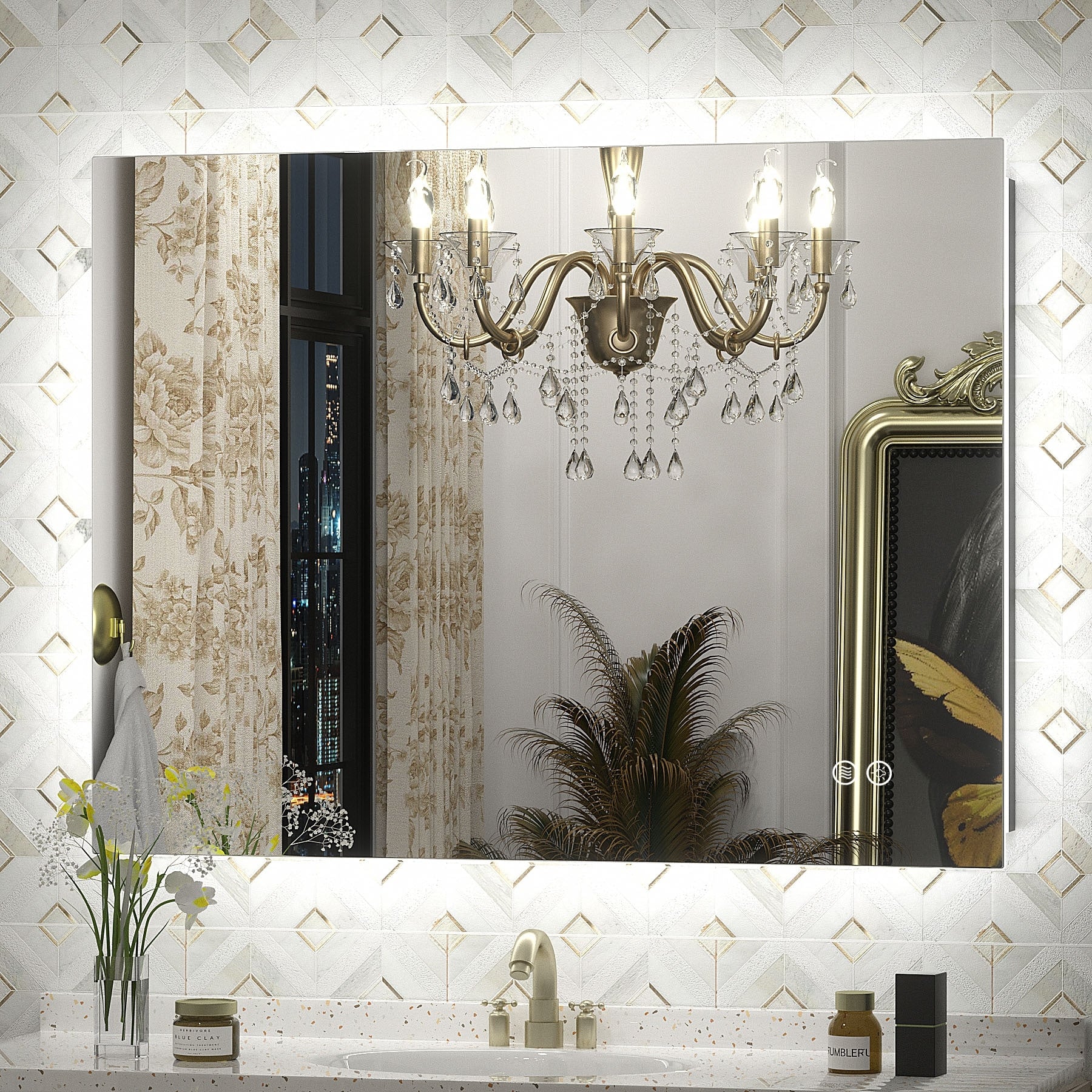 Apmir LED Lighted Anti-Fog Frameless Backlit Bathroom Vanity Mirror with in Tempered Glass