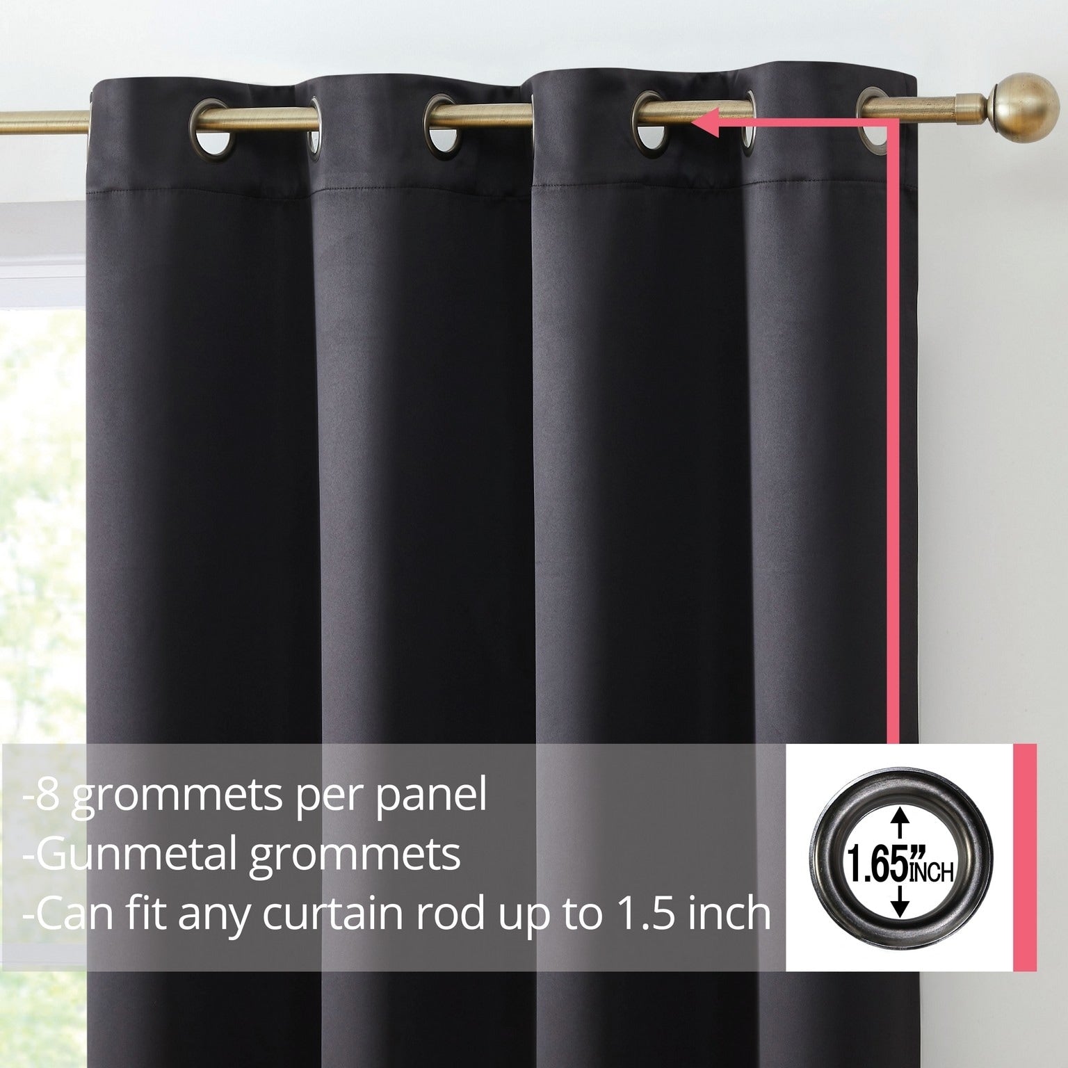 HLC.me Oxford Blackout Curtains - Thermal Insulated Window Treatment Grommet Panels, Set of 2